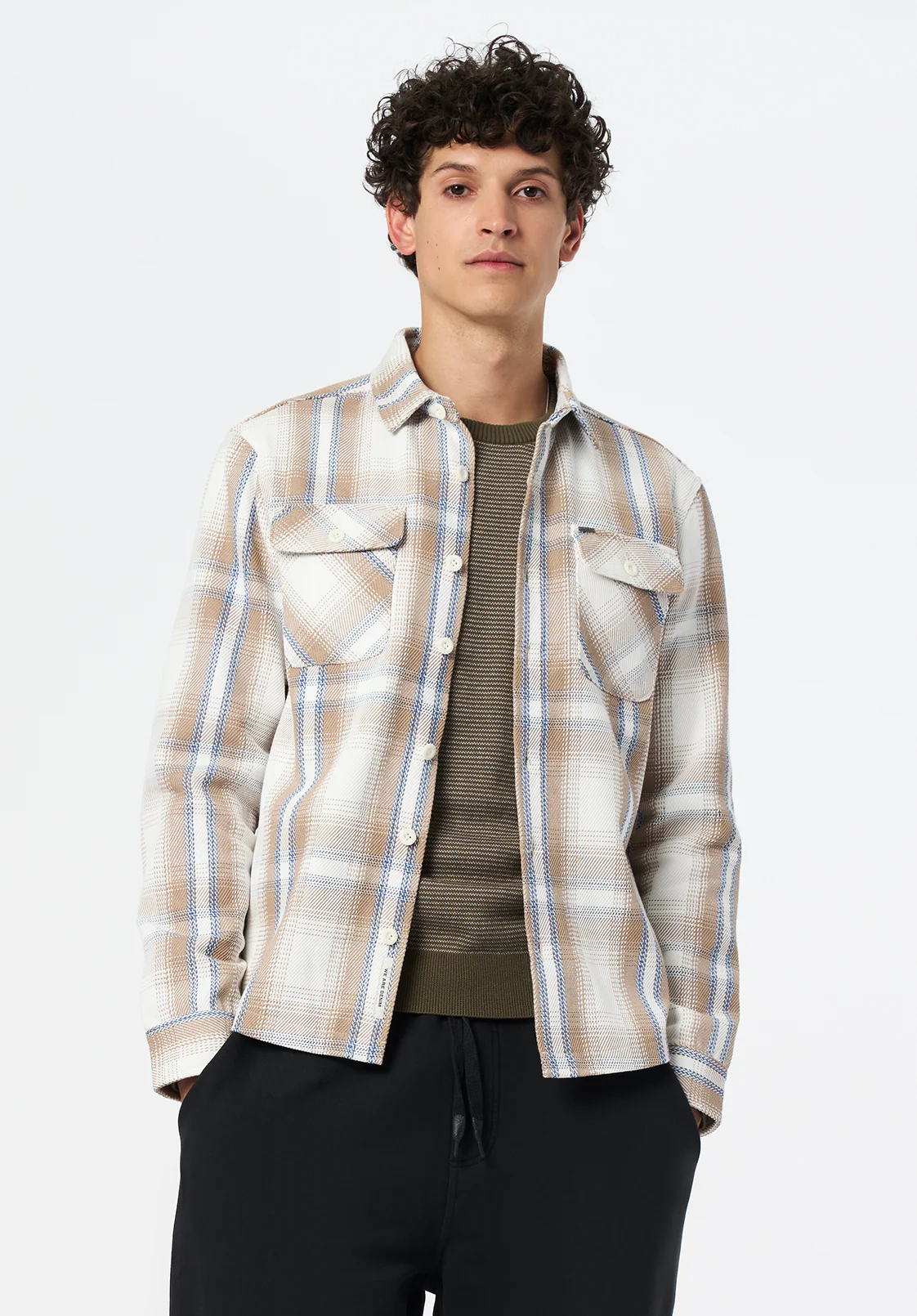 Samme Men's Long Sleeve Plaid Shirt, Milk - BM24686 - Image 2