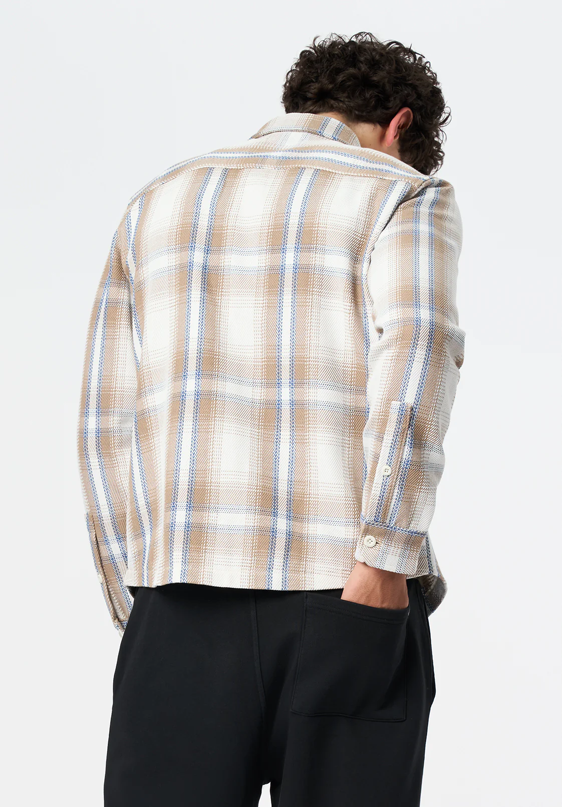 Samme Men's Long Sleeve Plaid Shirt, Milk - BM24686 - Image 4