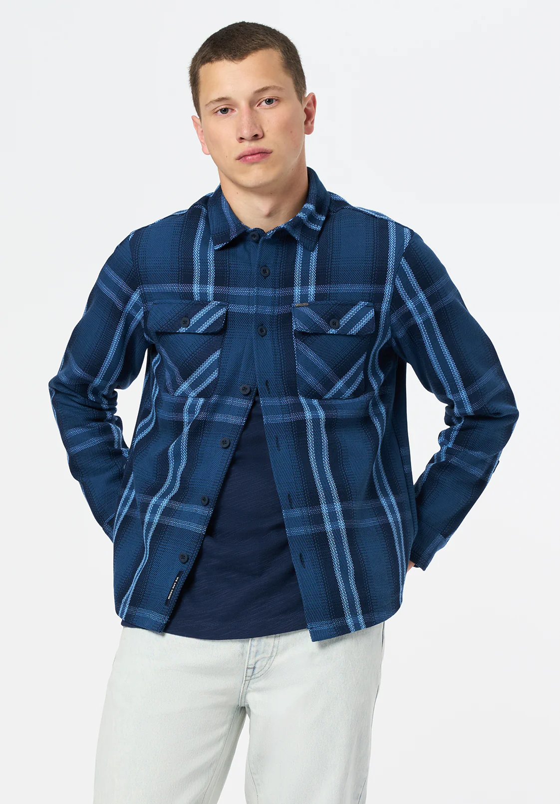 Samme Men's Long Sleeve Plaid Shirt, Whale - BM24686 - Image 2
