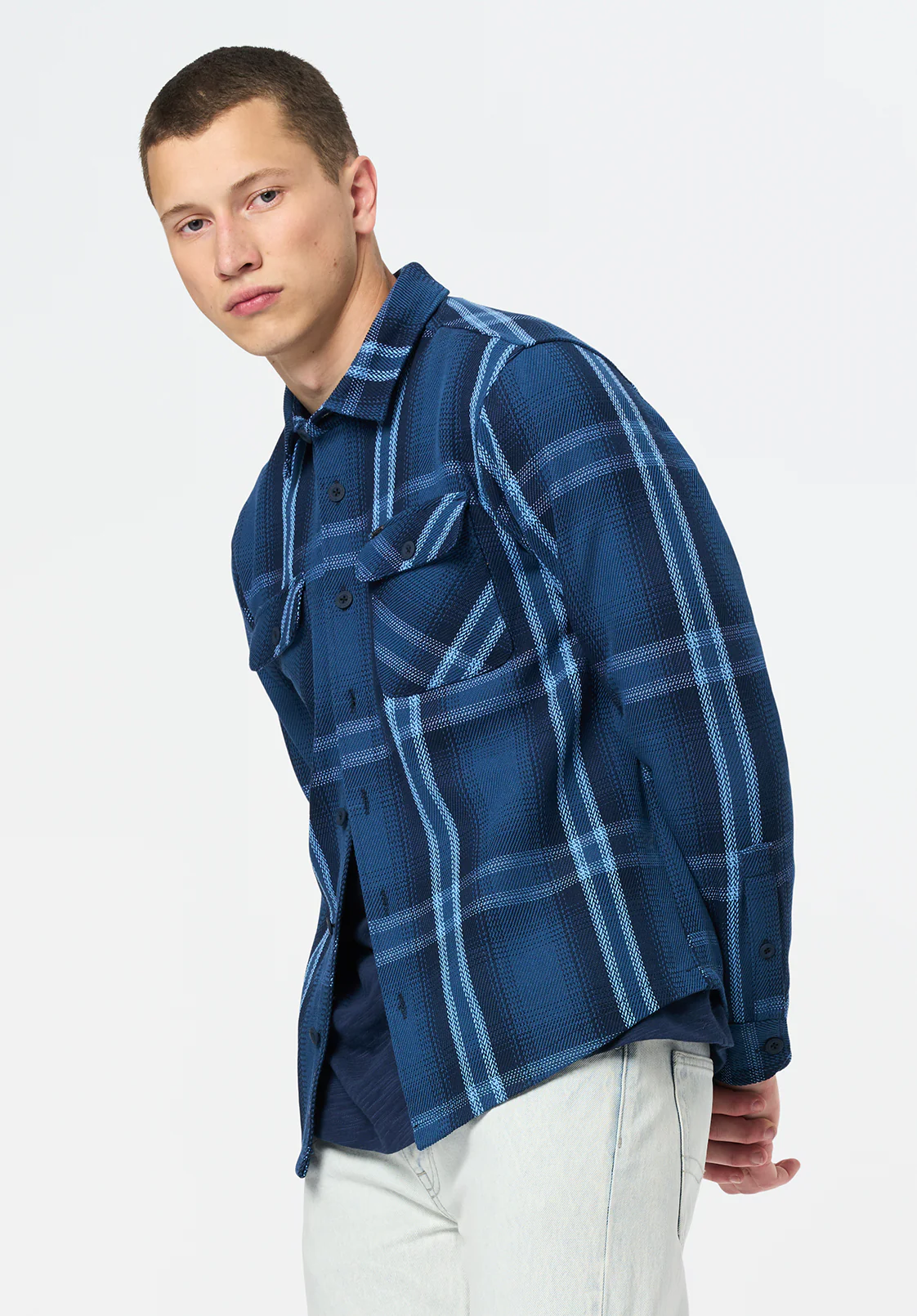 Samme Men's Long Sleeve Plaid Shirt, Whale - BM24686 - Image 3