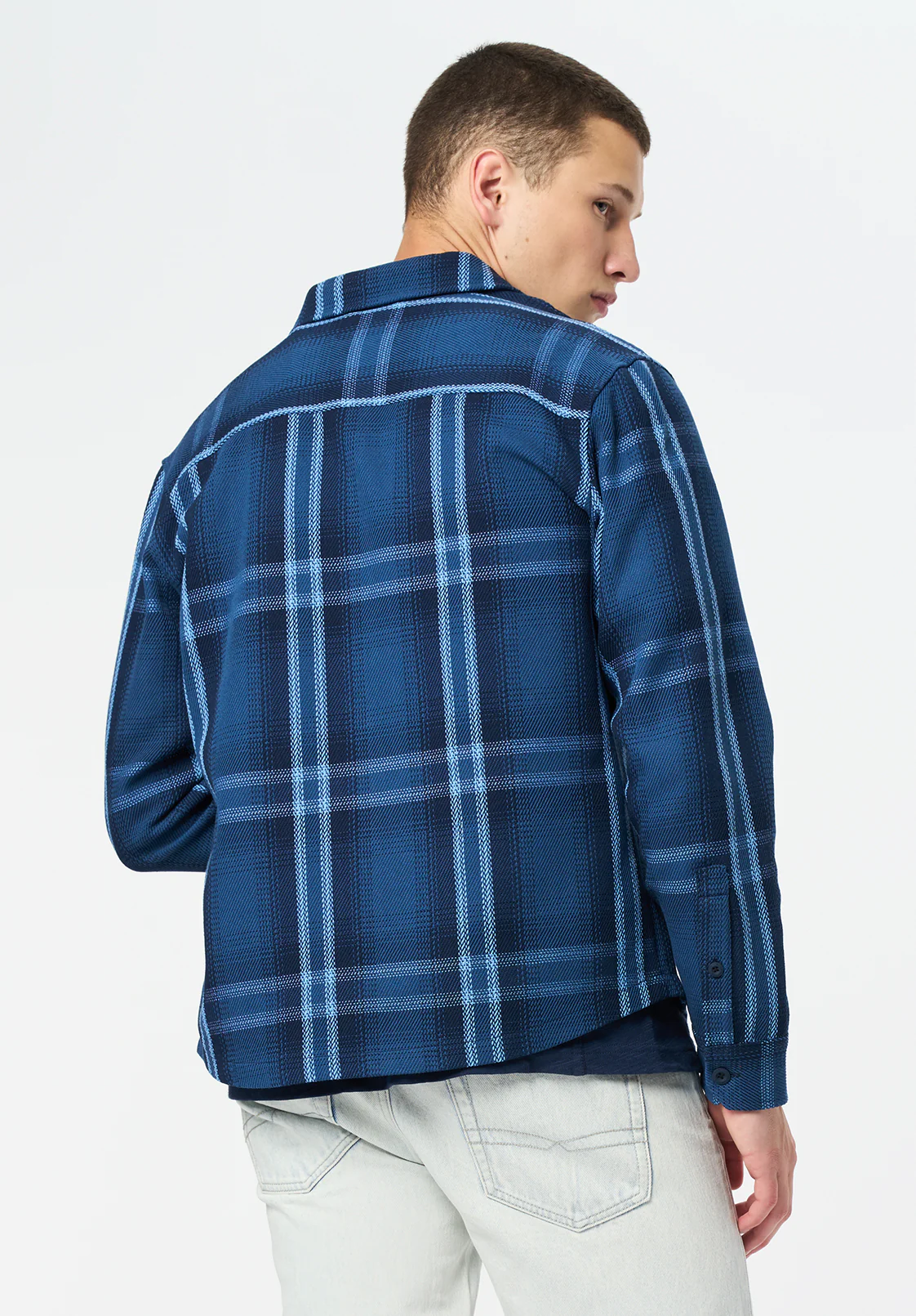 Samme Men's Long Sleeve Plaid Shirt, Whale - BM24686 - Image 4