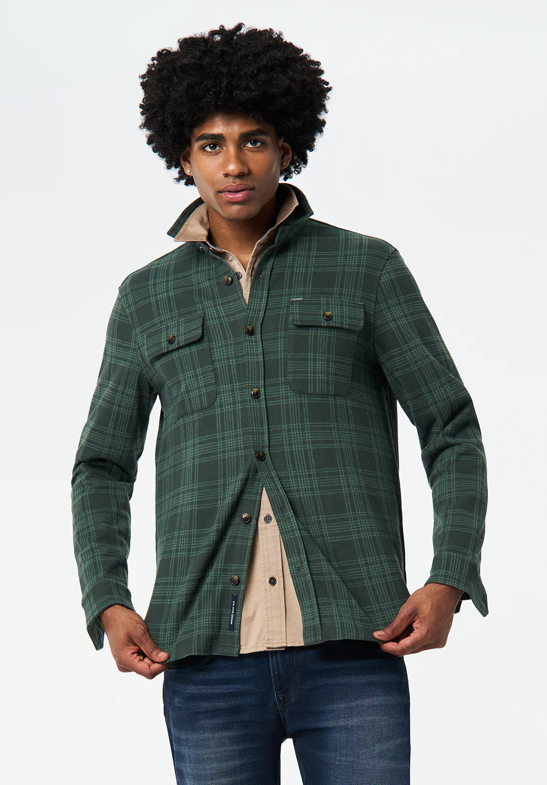 Samme Men's Long Sleeve Plaid Blanket Shirt, Fern - BM24691 - Image 2