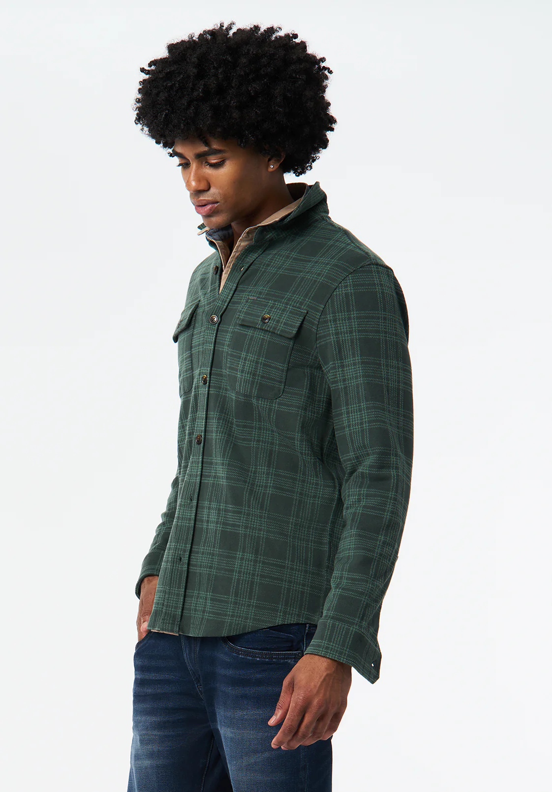 Samme Men's Long Sleeve Plaid Blanket Shirt, Fern - BM24691 - Image 3