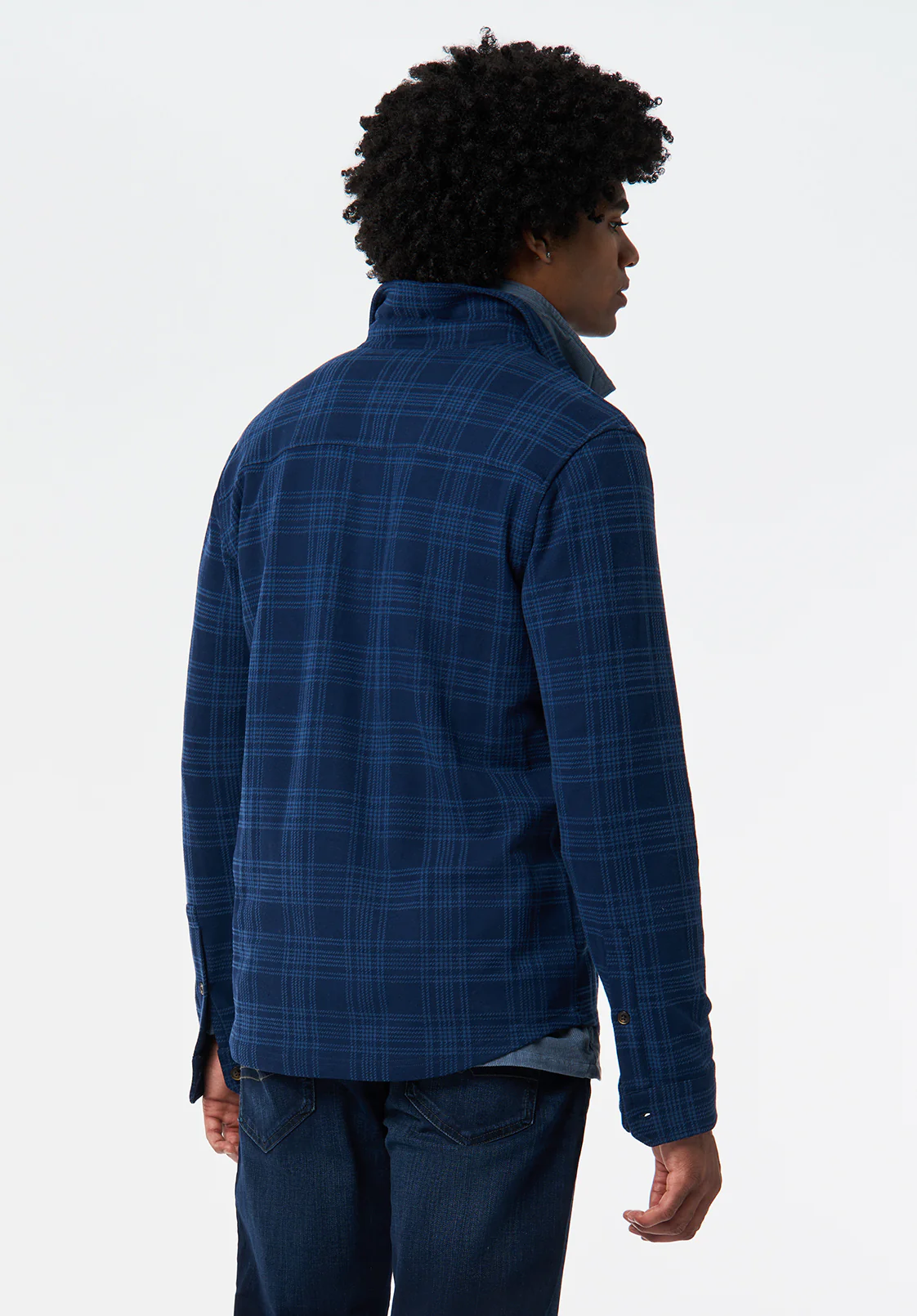 Samme Men's Long Sleeve Plaid Blanket Shirt, Midnight Blue - BM24691 - Image 3