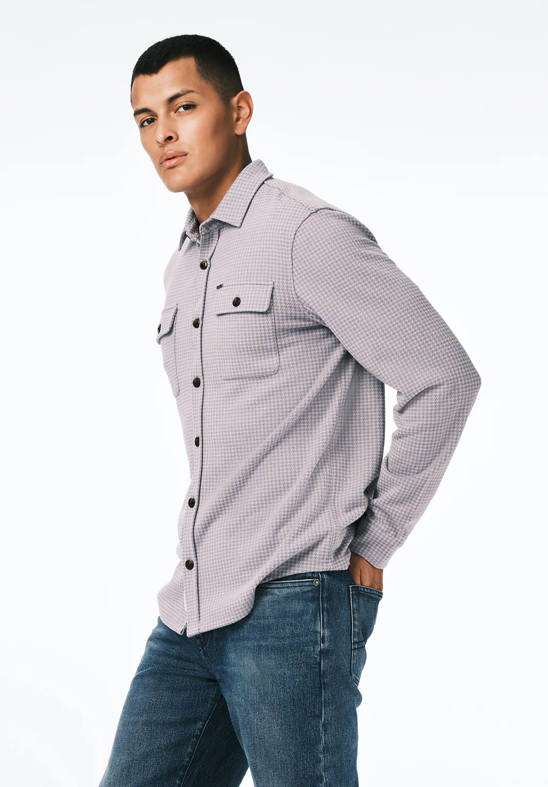 Samme Men's Long Sleeve Plaid Blanket Shirt, Charlie Grey - BM24694 - Image 3