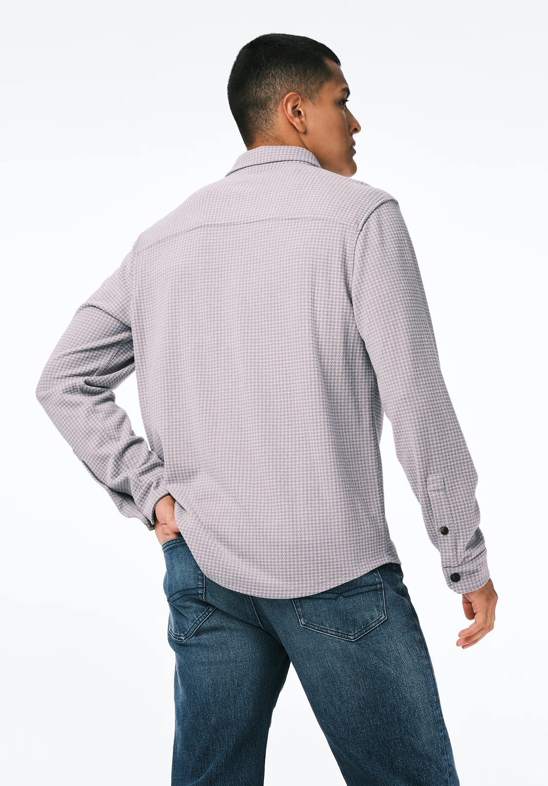 Samme Men's Long Sleeve Plaid Blanket Shirt, Charlie Grey - BM24694 - Image 4