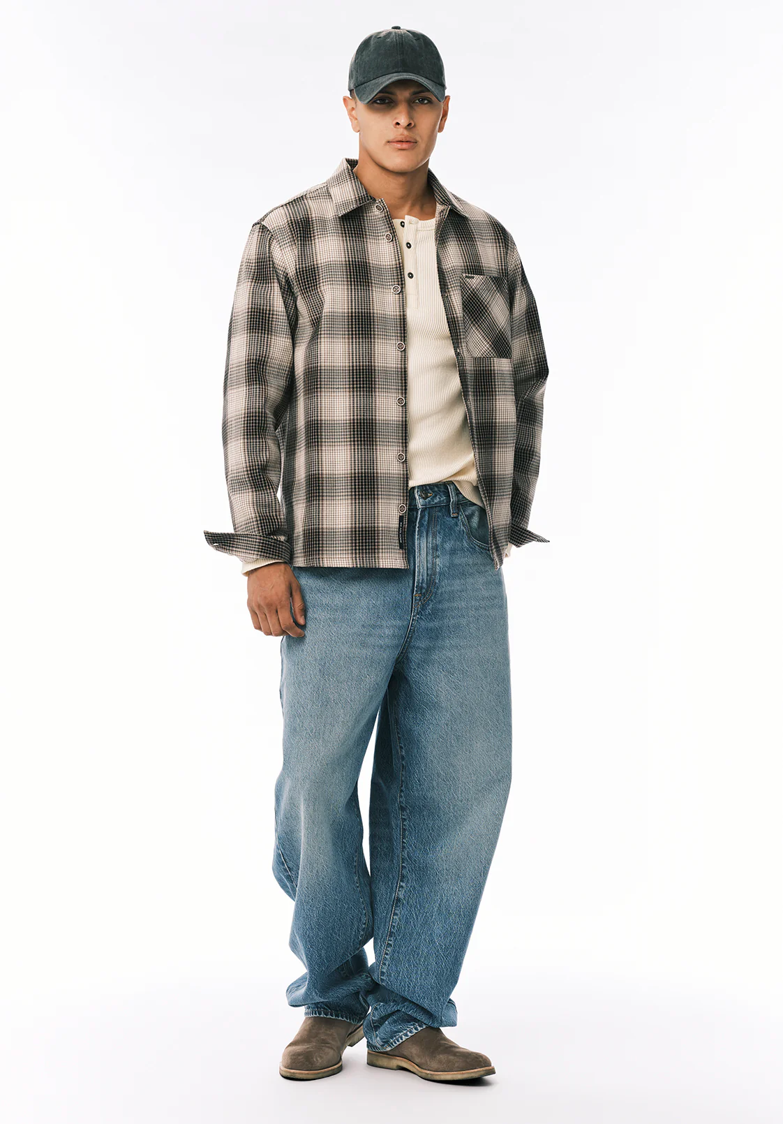 Samuel Men's Long Sleeve Plaid Shirt, Charcoal - BM24753