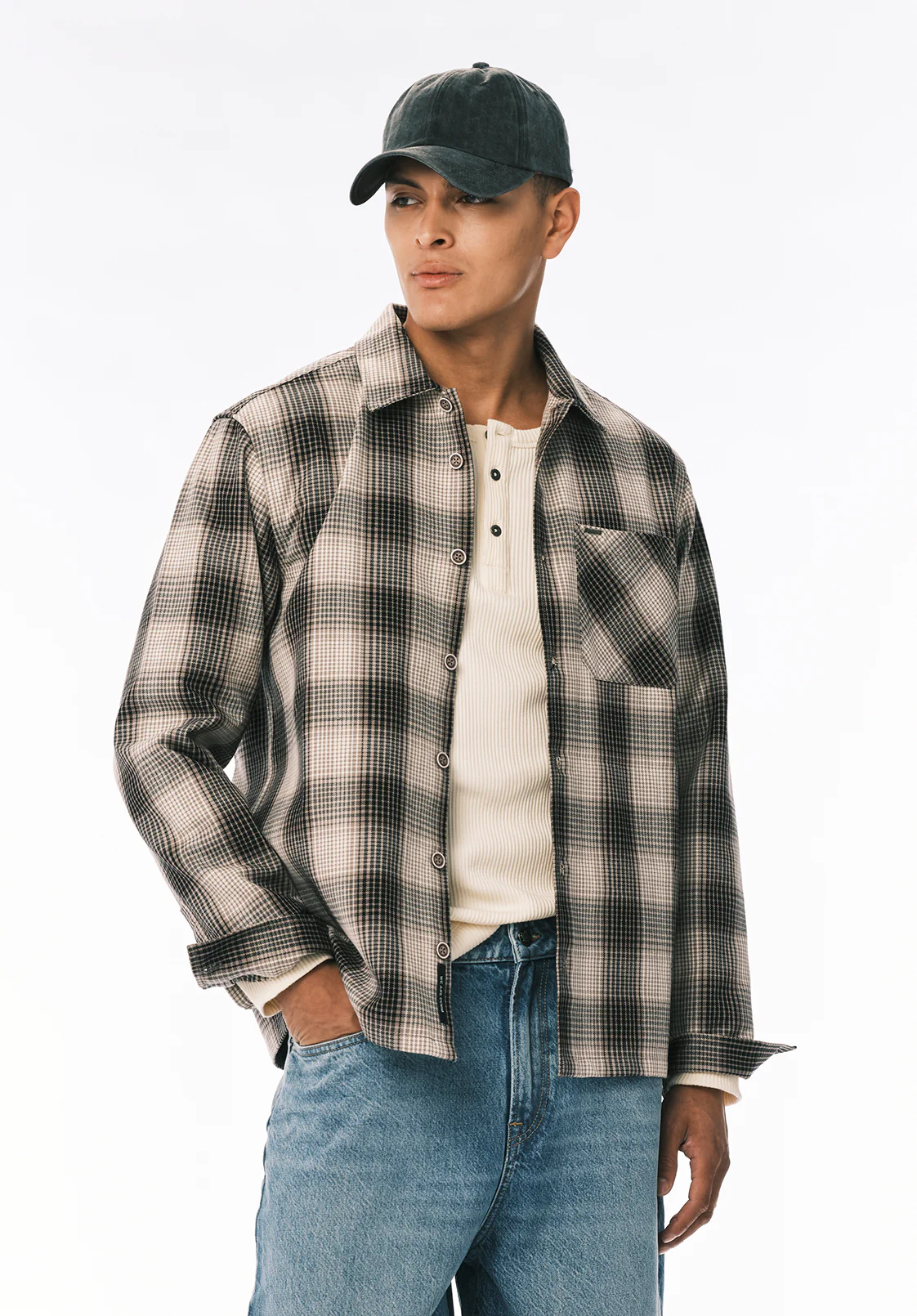 Samuel Men's Long Sleeve Plaid Shirt, Charcoal - BM24753 - Image 2
