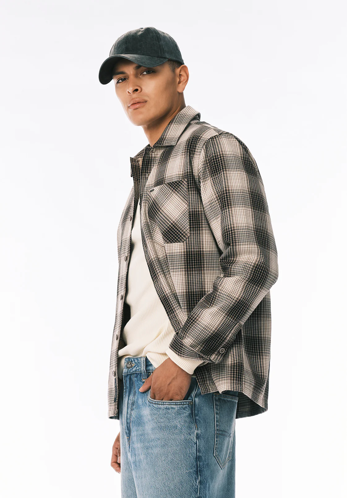 Samuel Men's Long Sleeve Plaid Shirt, Charcoal - BM24753 - Image 3