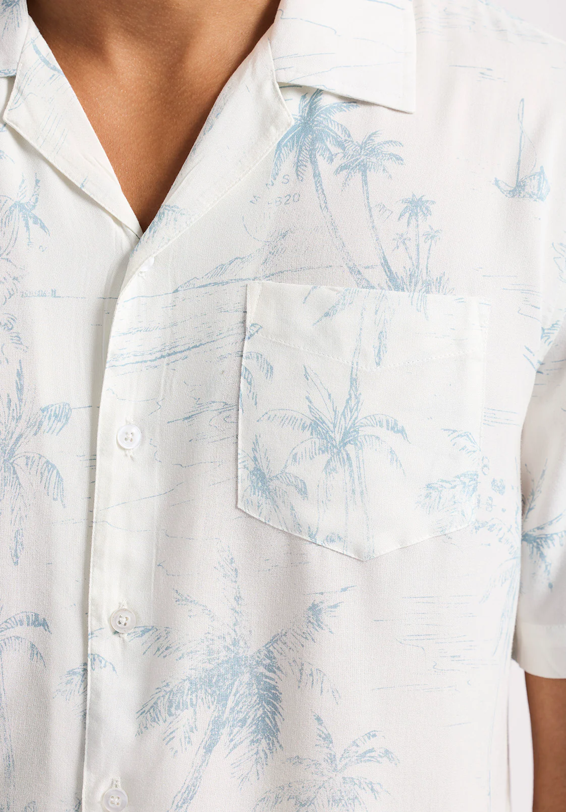 Sandro Men's Short Sleeve Printed Camp Shirt, Milk - BM24565 - Image 4