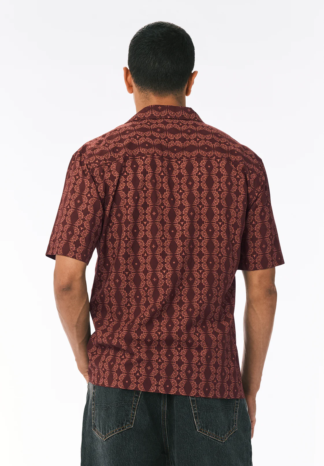 Sandro Men's Short Sleeve Printed Camp Shirt, Decadent Chocolate - BM24768 - Image 4