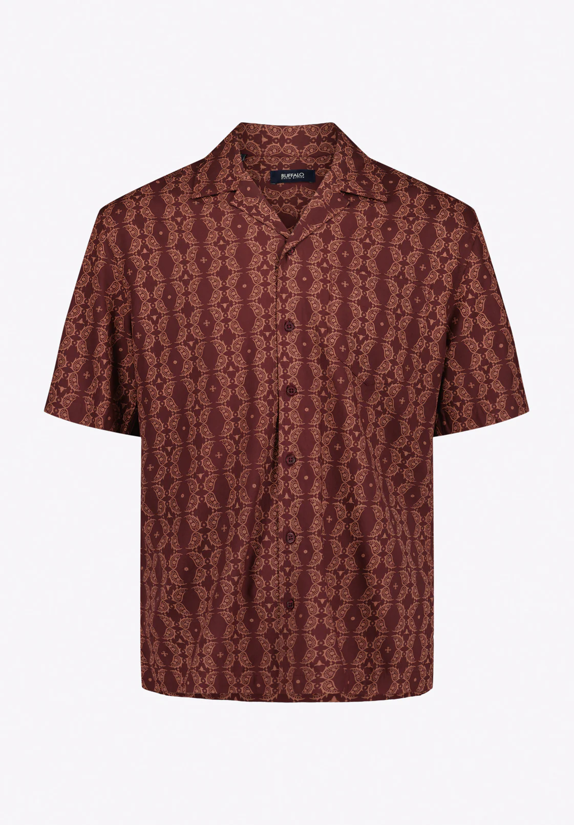 Sandro Men's Short Sleeve Printed Camp Shirt, Decadent Chocolate - BM24768 - Image 5