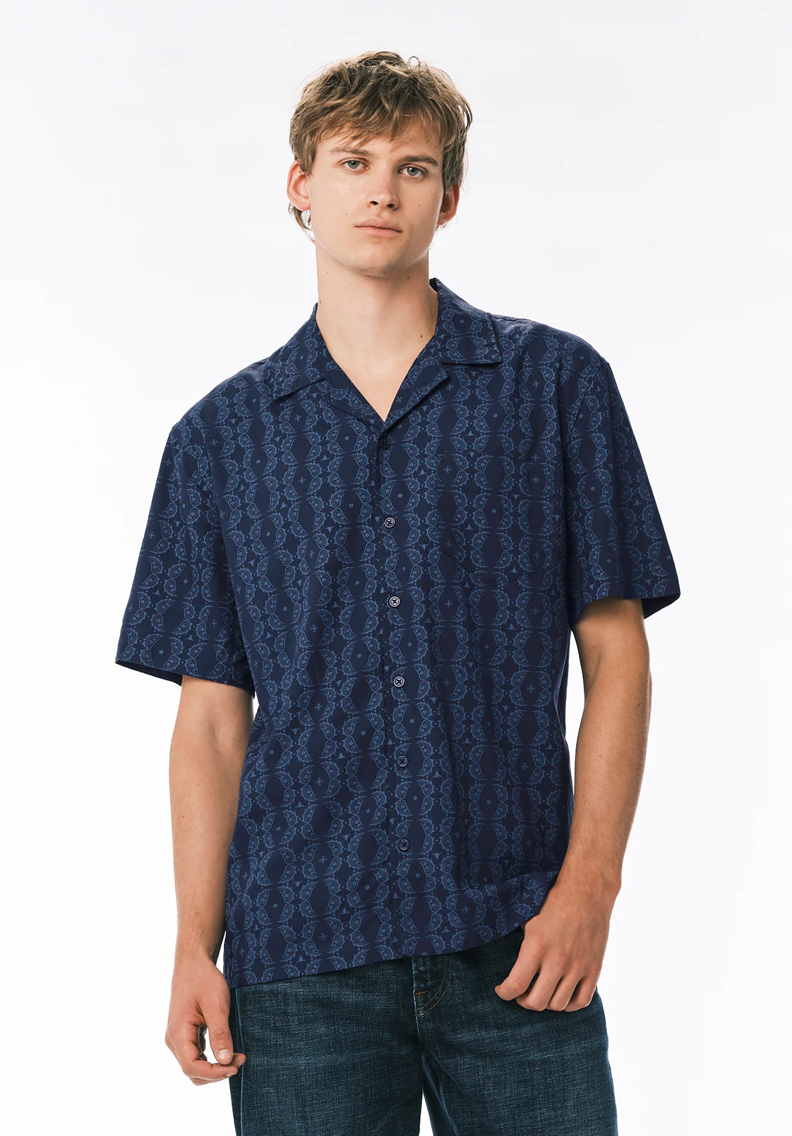 Sandro Men's Short Sleeve Printed Camp Shirt, Whale - BM24768 - Image 2
