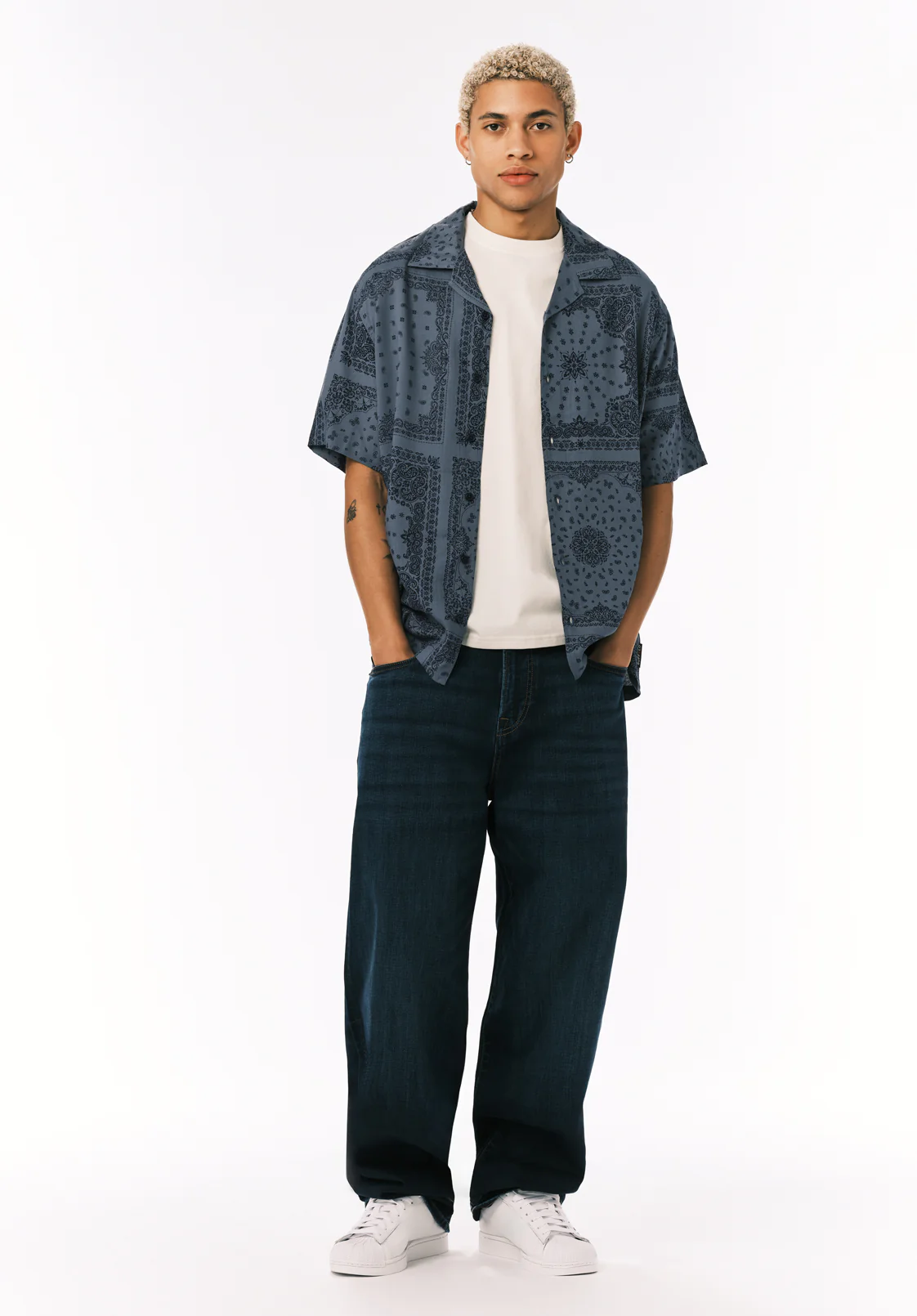 Sandro Men's Short Sleeve Printed Camp Shirt, Mirage - BM24781