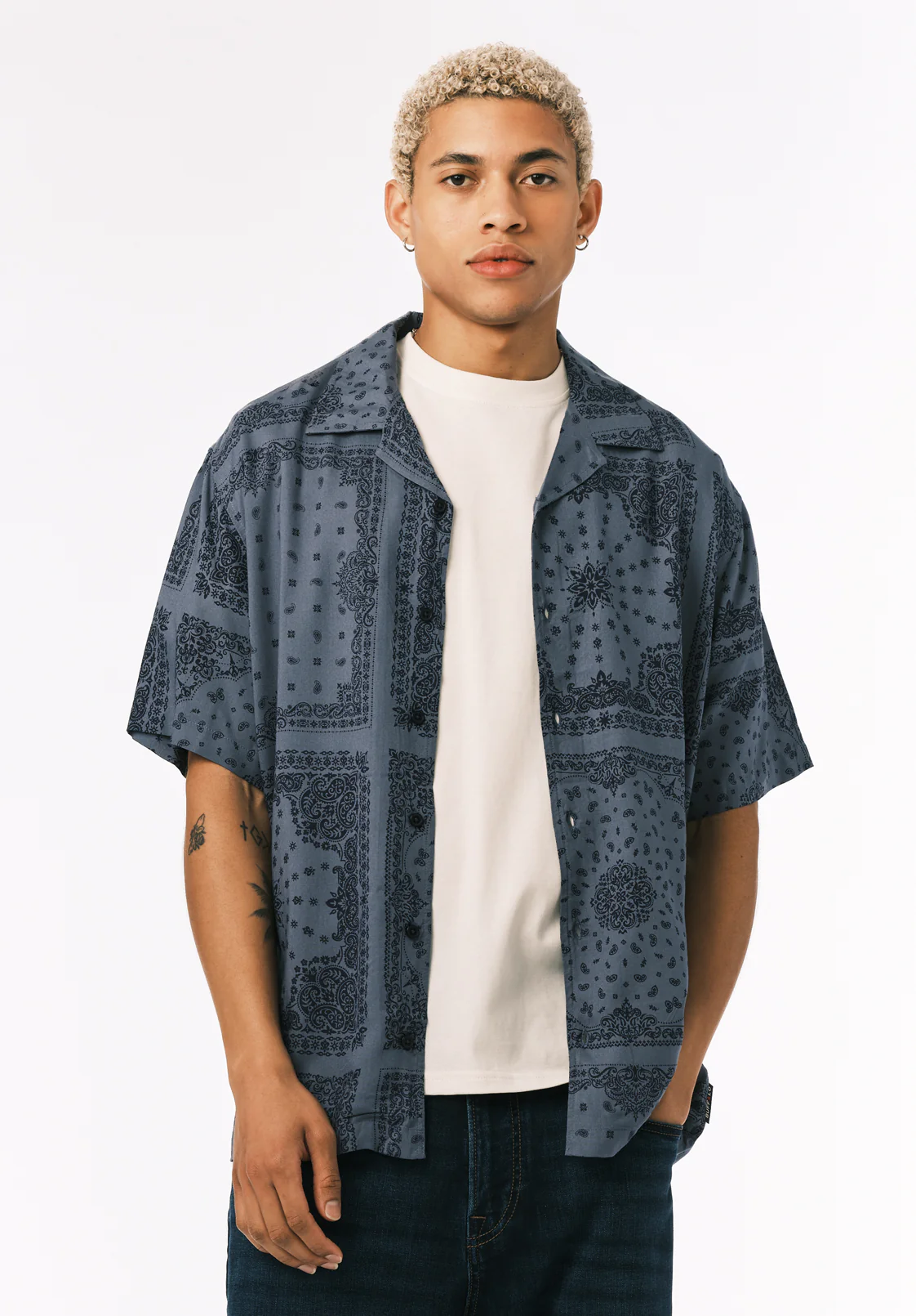 Sandro Men's Short Sleeve Printed Camp Shirt, Mirage - BM24781 - Image 2