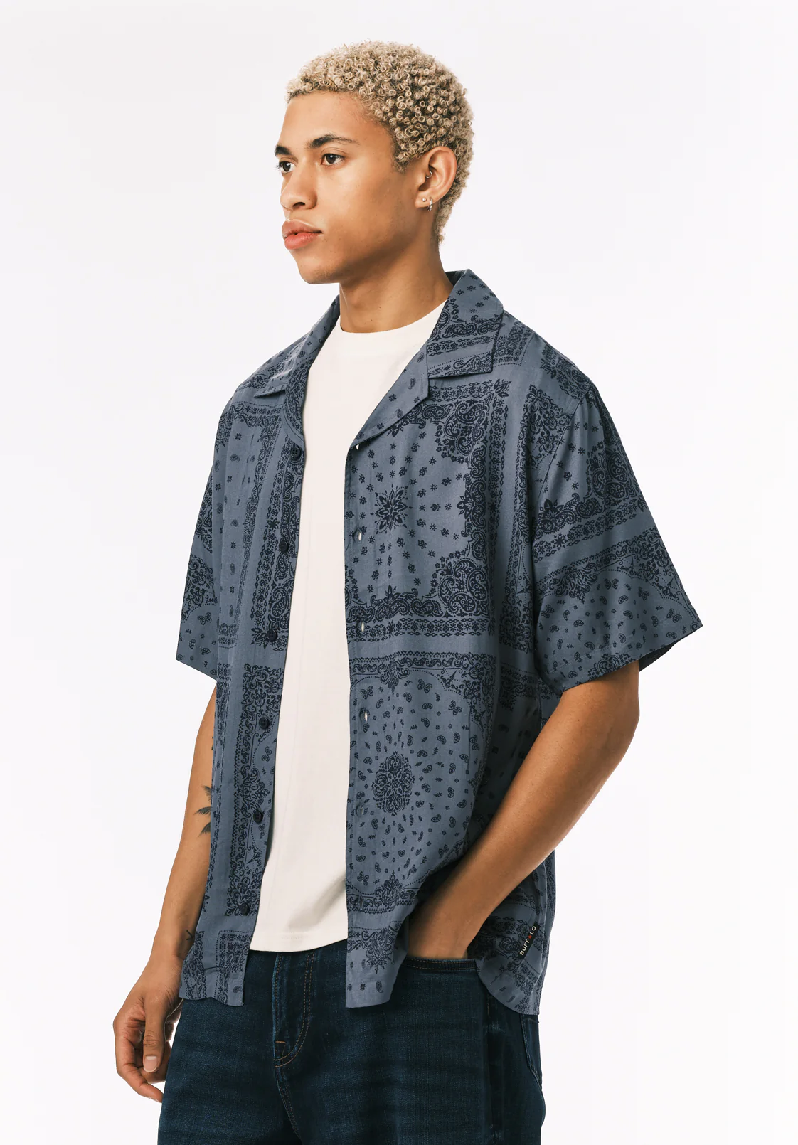 Sandro Men's Short Sleeve Printed Camp Shirt, Mirage - BM24781 - Image 3