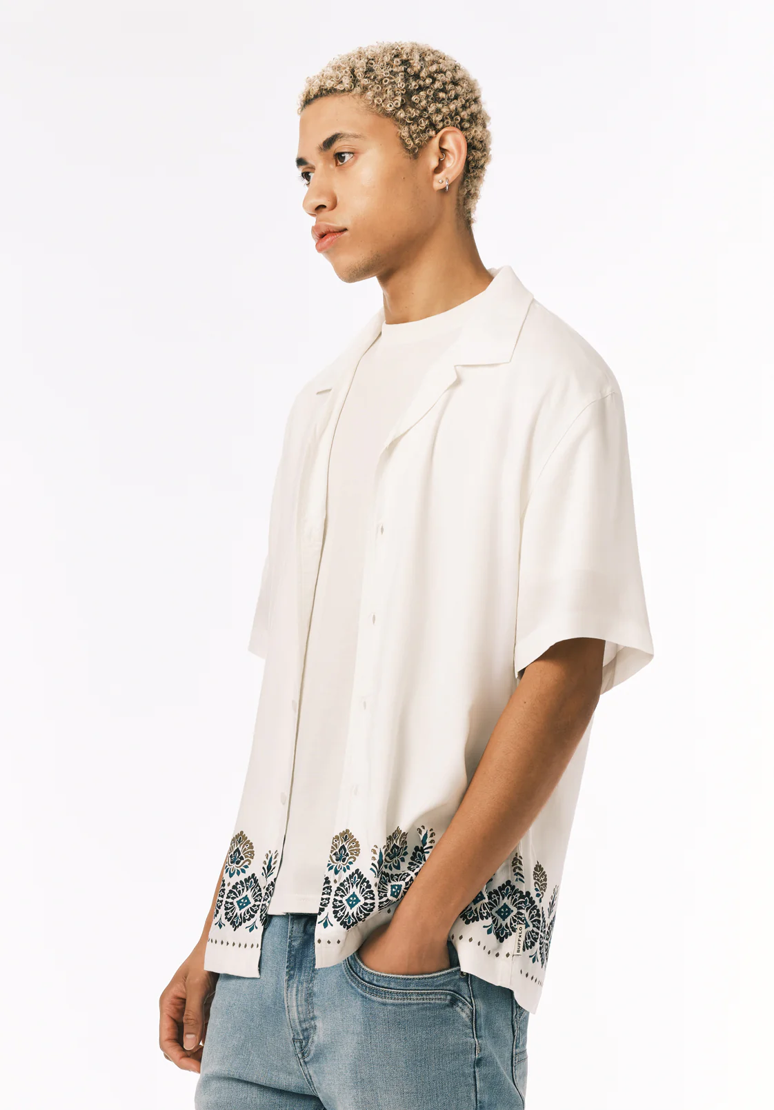 Sandro Men's Short Sleeve Printed Camp Shirt, Milk - BM24810 - Image 3