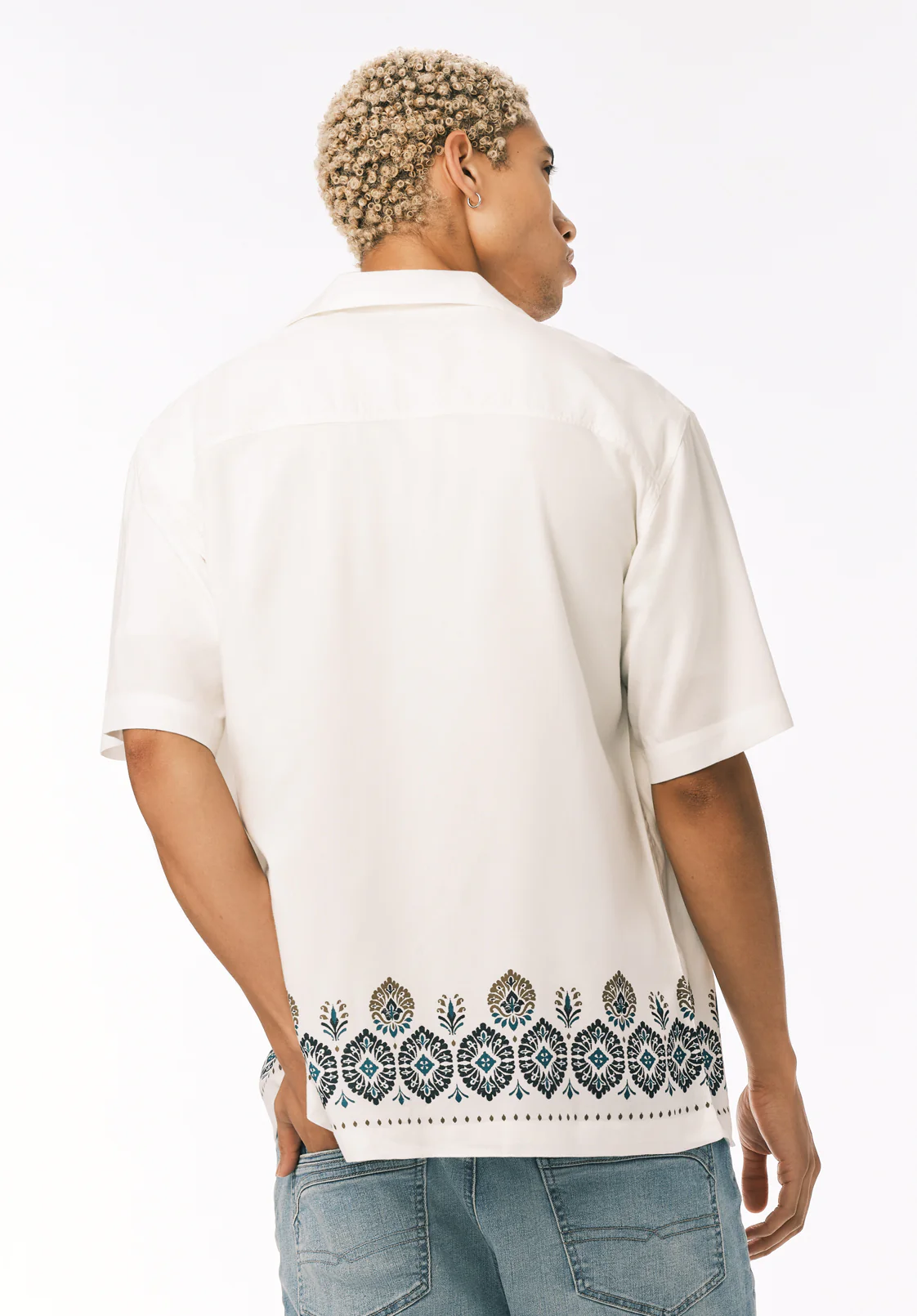 Sandro Men's Short Sleeve Printed Camp Shirt, Milk - BM24810 - Image 4
