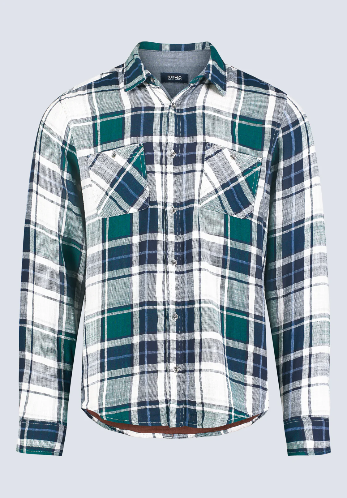 Saolo Men's Long Sleeve Plaid Shirt, Rain Forest - BM24425 - Image 5