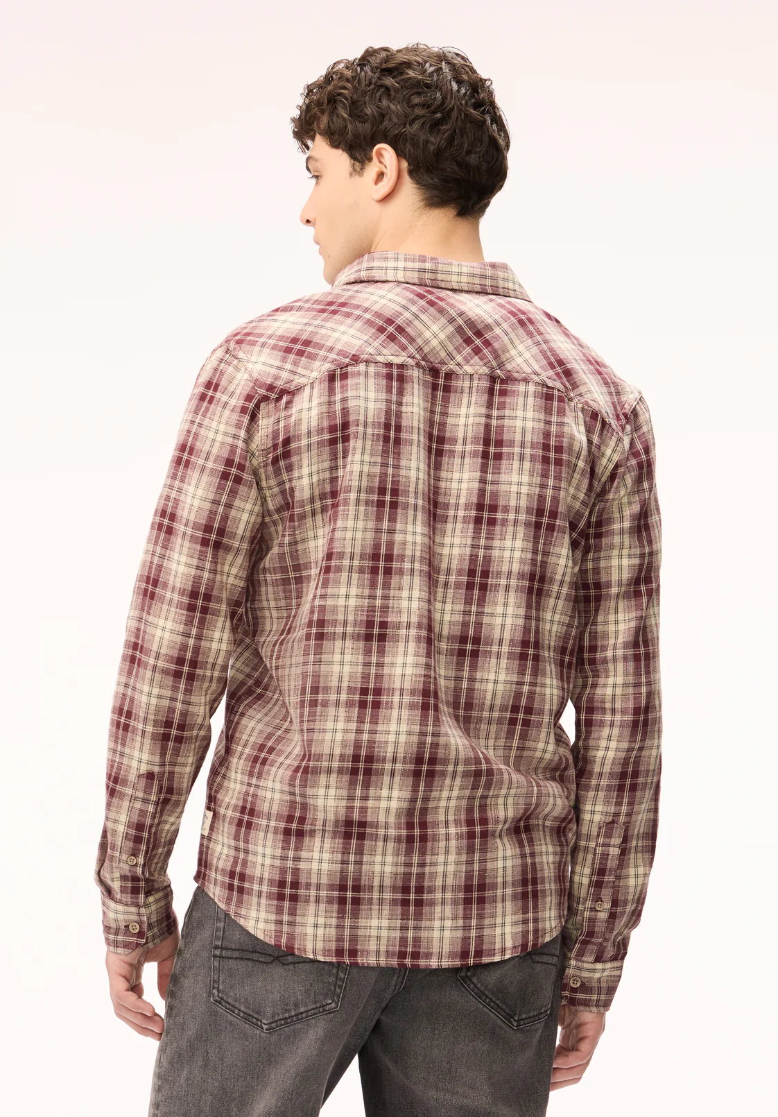 Saroz Men's Long Sleeve Plaid Shirt, Decadent Chocolate - BM24759 - Image 3