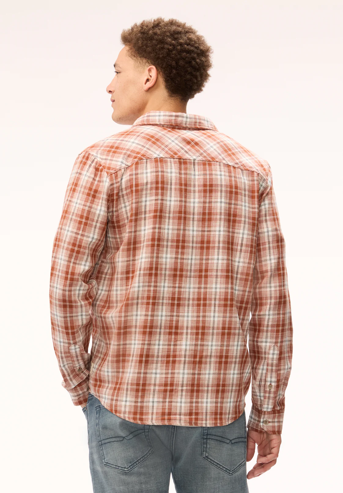 Saroz Men's Long Sleeve Plaid Shirt, Coconut Shell - BM24759 - Image 3