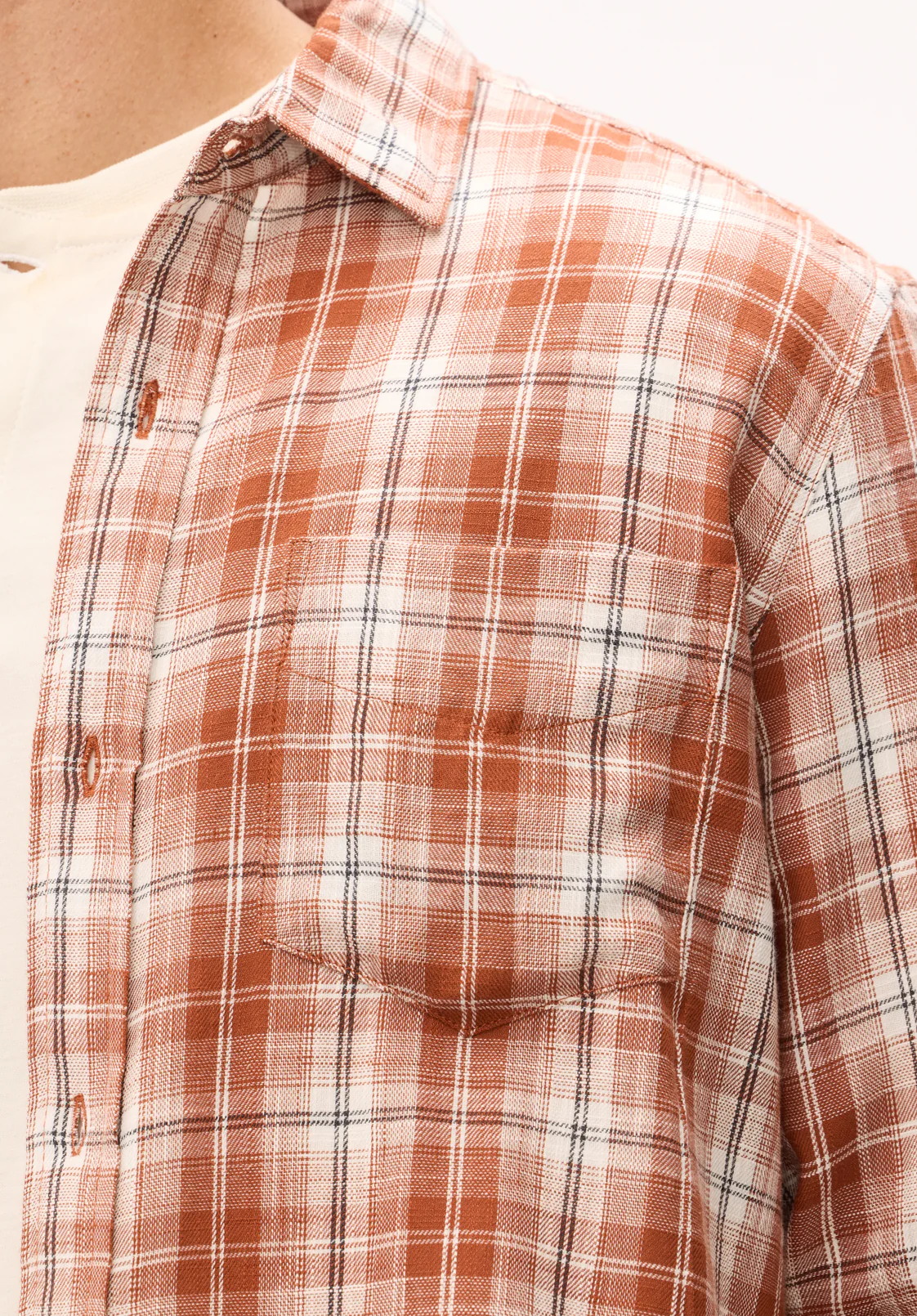 Saroz Men's Long Sleeve Plaid Shirt, Coconut Shell - BM24759 - Image 5