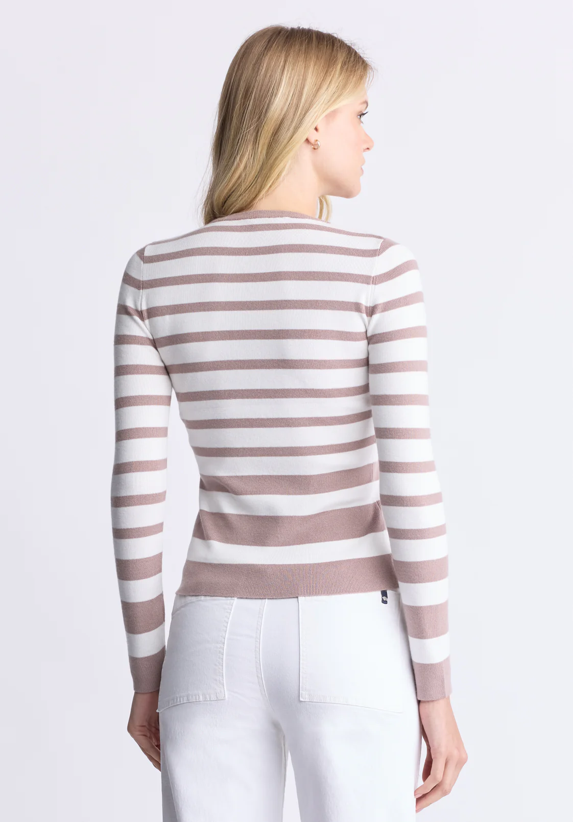 Scotlyn Women's Fitted Striped Sweater, Tan - SW0103H - Image 4