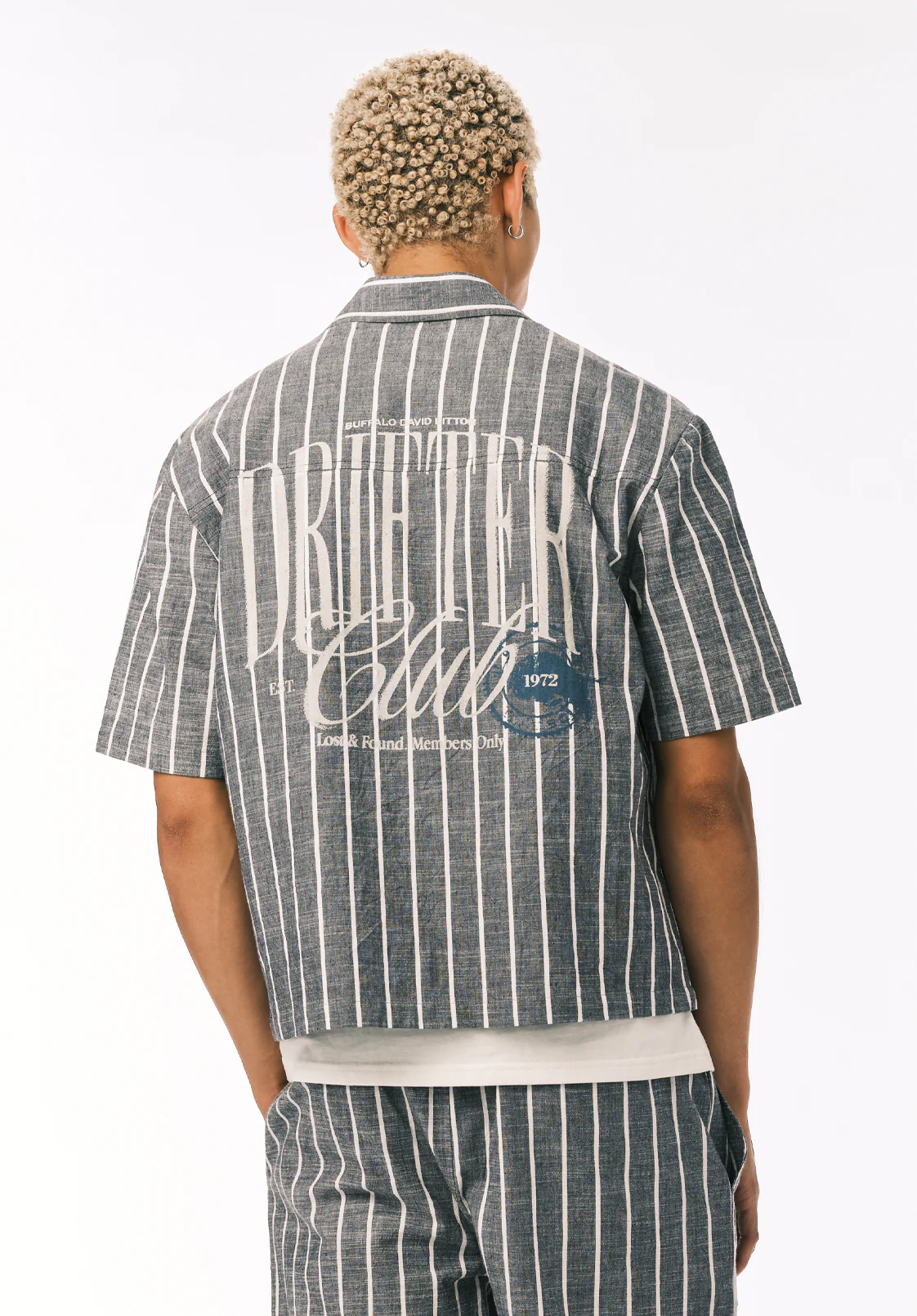 Scott Men's Short Sleeve Striped Boxy Cropped Shirt, Whale - BM24849 - Image 3