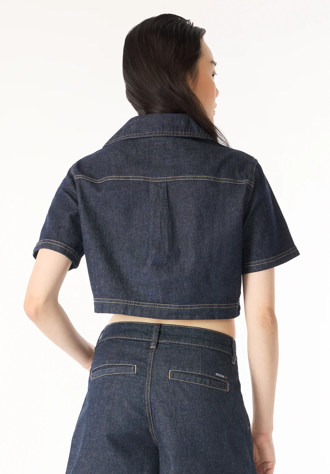 Selena Women's Denim Cropped Top, Rinse Wash - BL16016 - Image 4