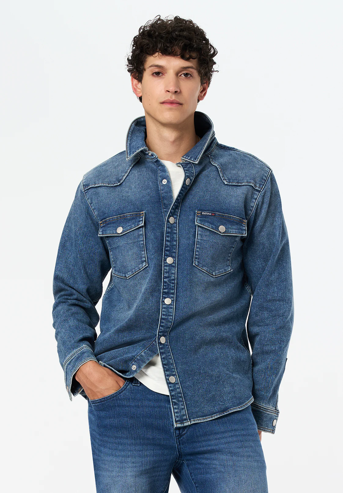 Shane Men's Denim Shirt, Indigo - BM26070 - Image 2