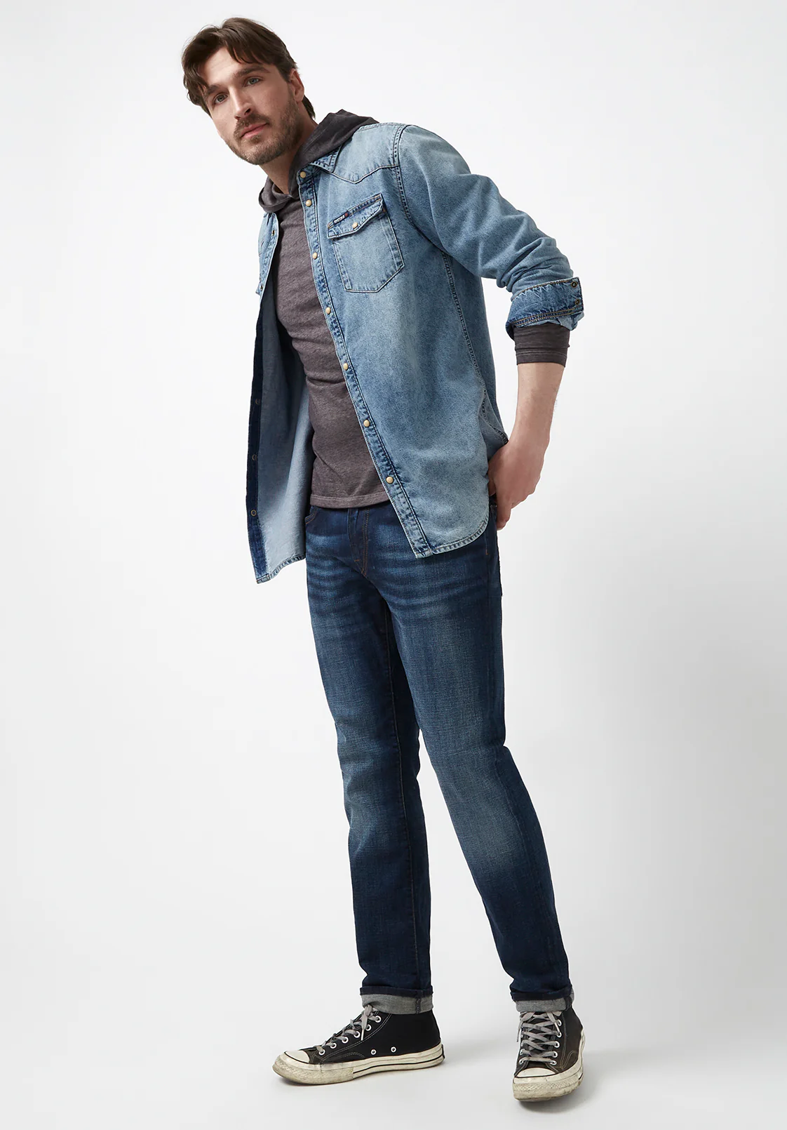 Sheldon Men's Long Sleeve Denim Shirt, Indigo - BM22636 - Image 5