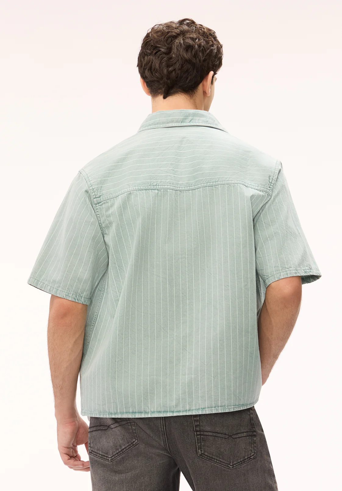 Shiro Men's Short Sleeve Heavyweight Striped Shirt, North Atlantic - BM24881 - Image 3