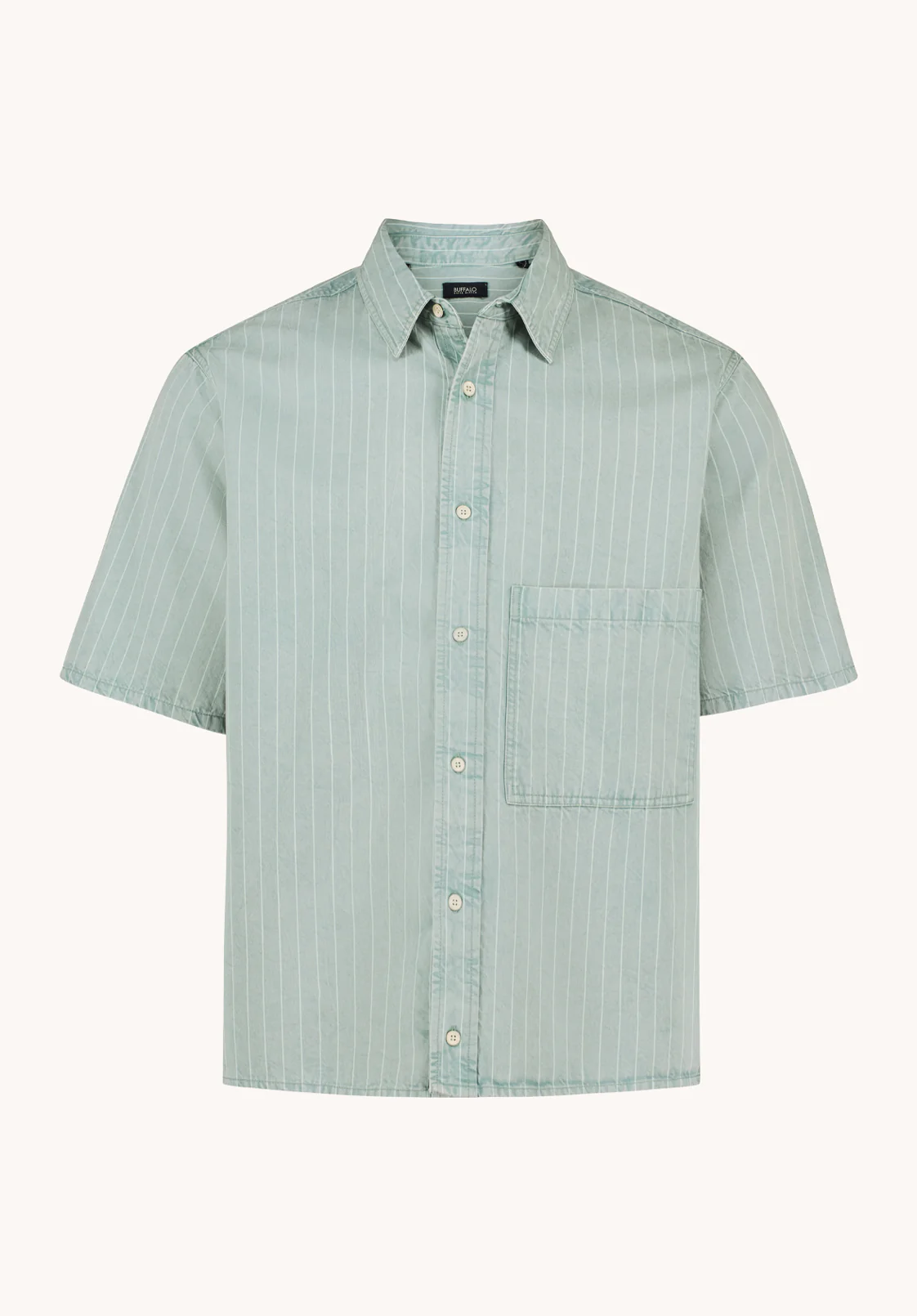 Shiro Men's Short Sleeve Heavyweight Striped Shirt, North Atlantic - BM24881 - Image 6
