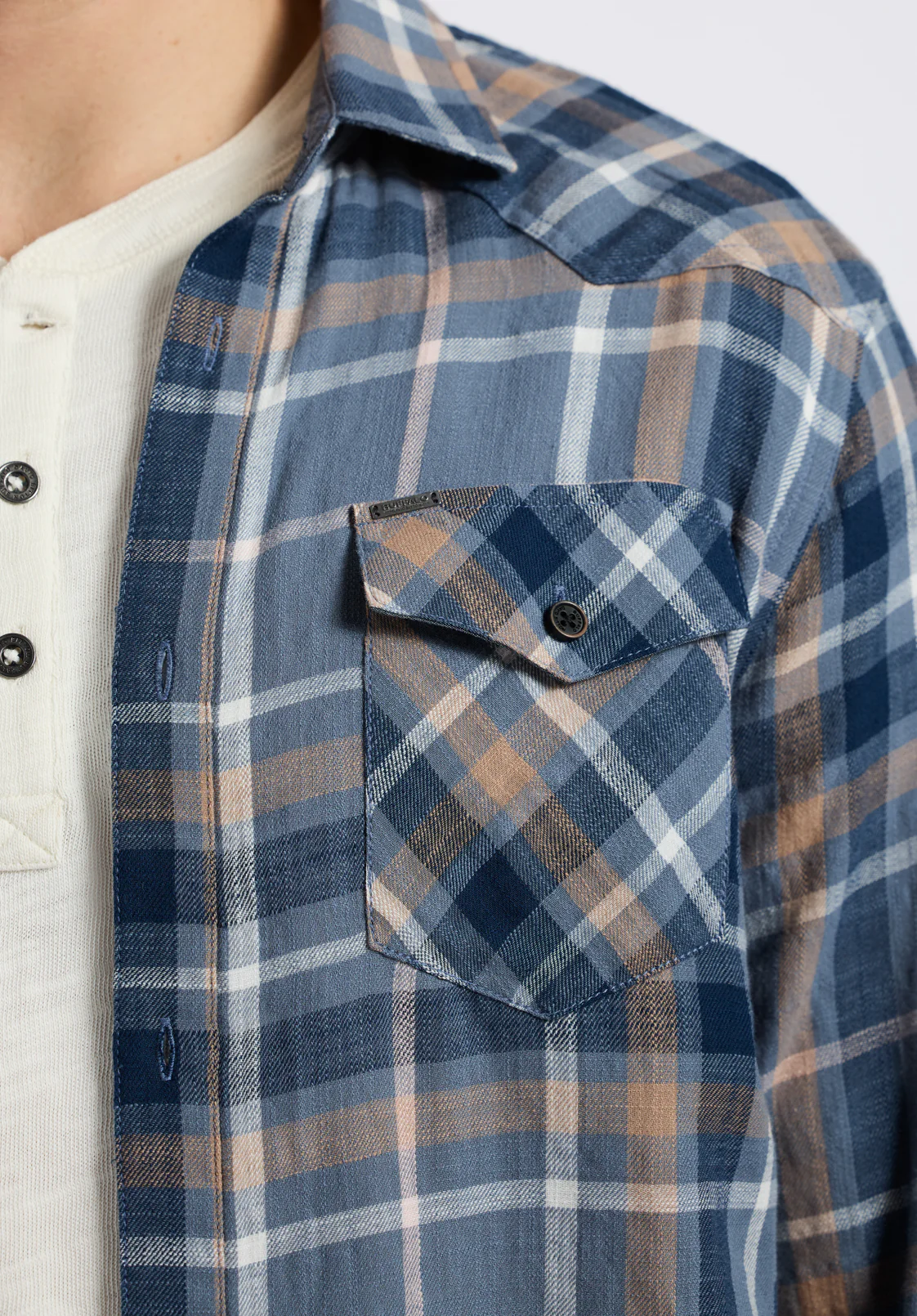 Sierra Men's Long Sleeve Plaid Shirt, Moonlight Blue - BM24551 - Image 5