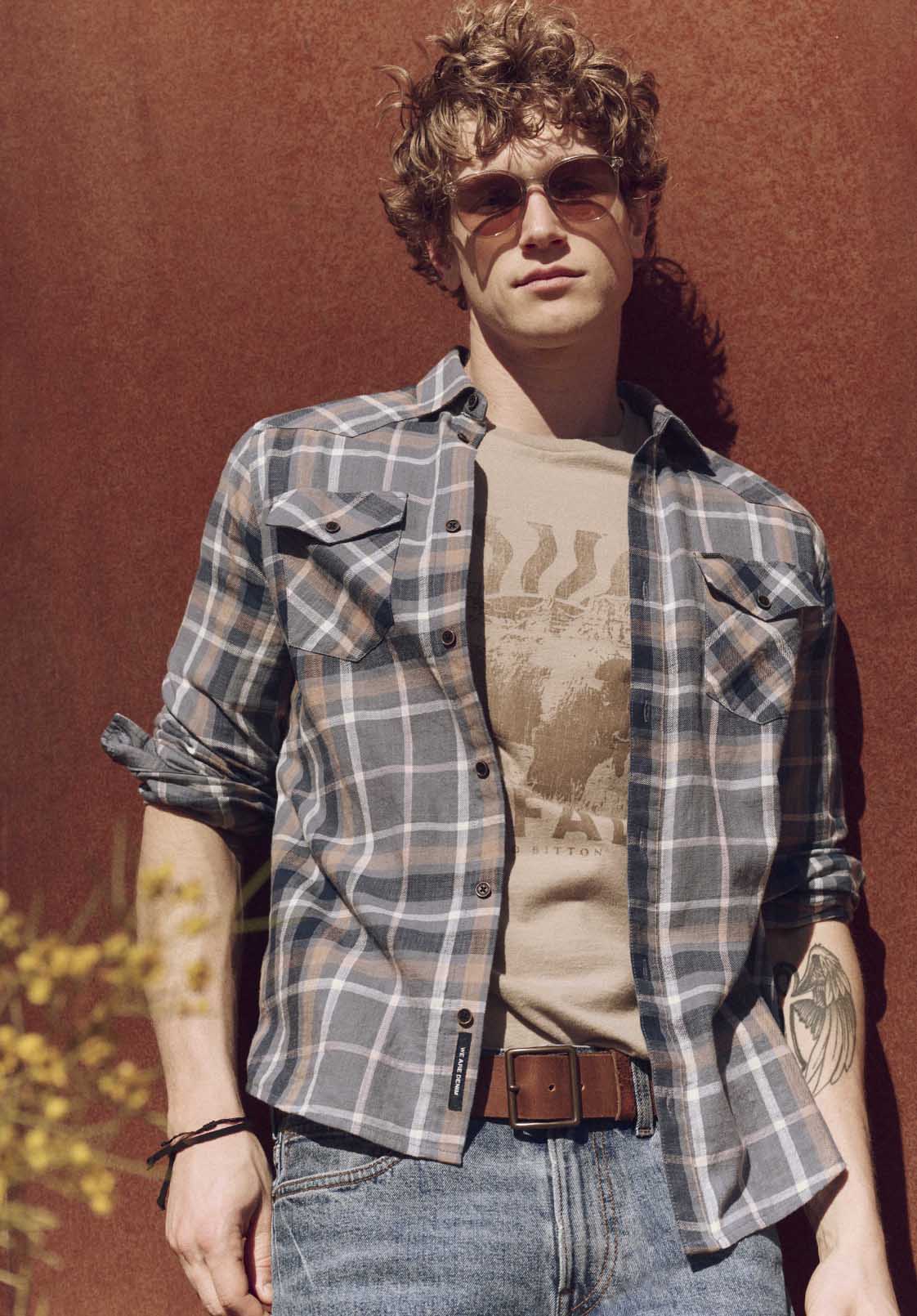 Sierra Men's Long Sleeve Plaid Shirt, Moonlight Blue - BM24551 - Image 6