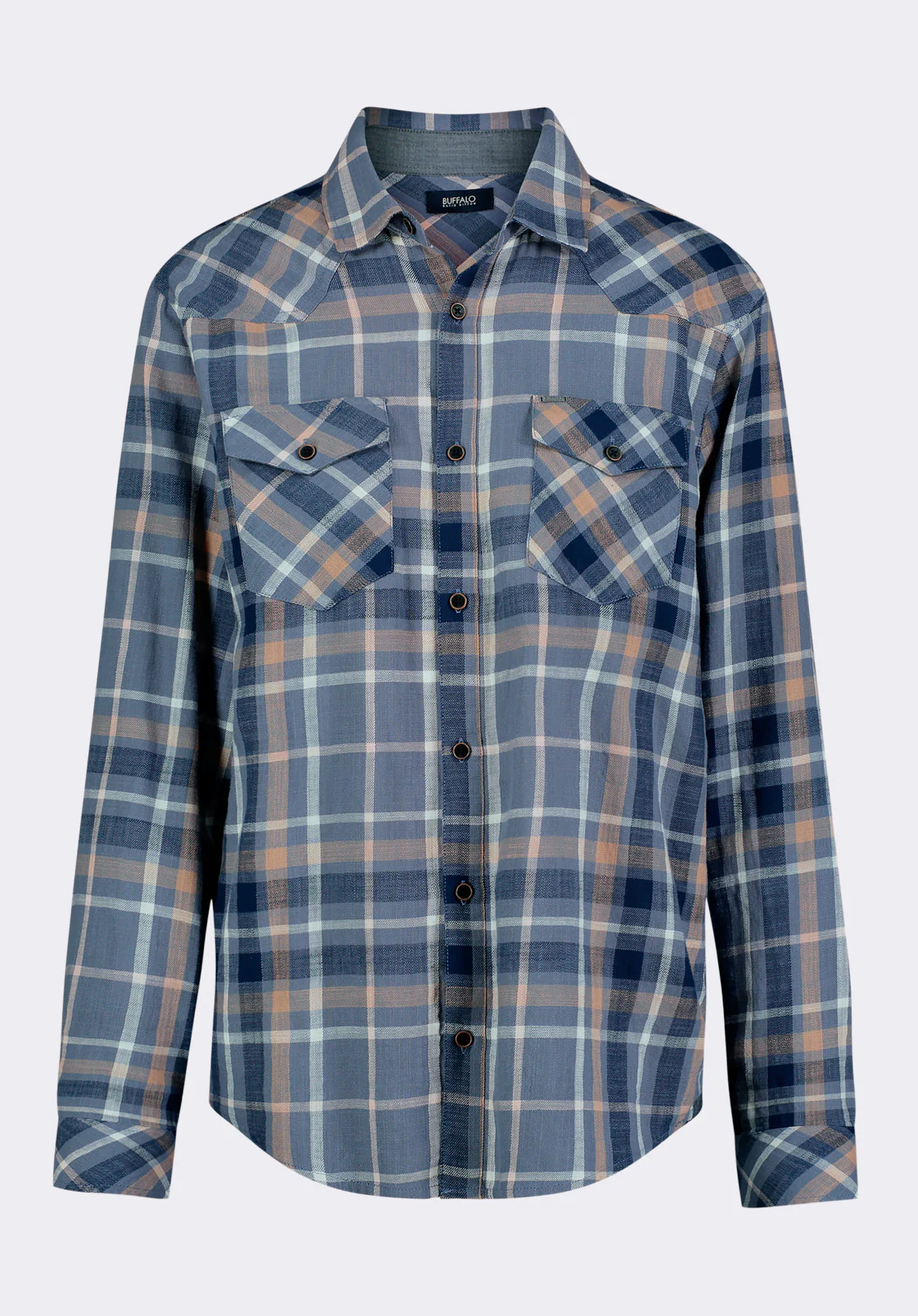 Sierra Men's Long Sleeve Plaid Shirt, Moonlight Blue - BM24551 - Image 7
