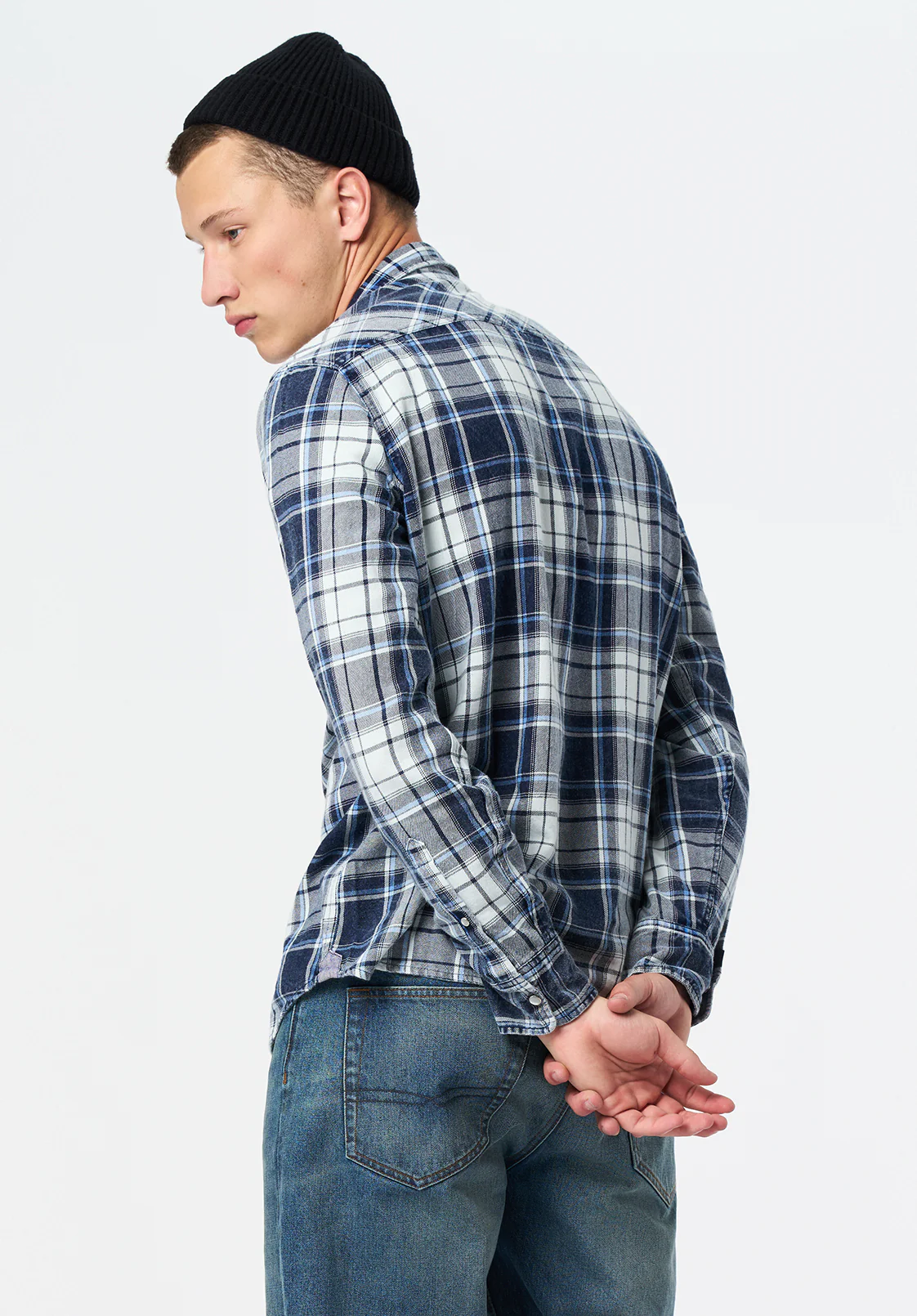 Sierra Men's Long Sleeve Plaid Shirt, Midnight Blue - BM24687 - Image 3