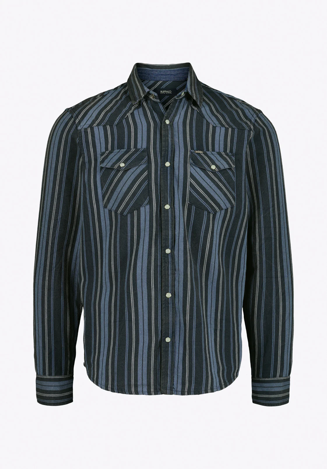 Sierra Men's Long Sleeve Western Striped Shirt, Midnight Blue - BM24751 - Image 5