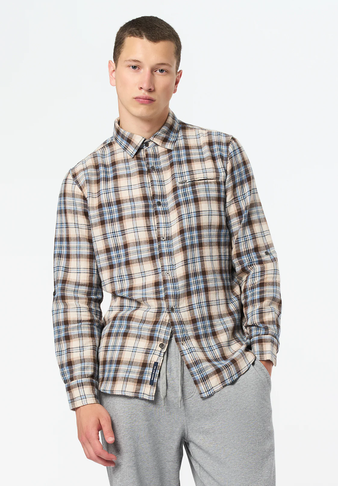 Simbio Men's Long Sleeve Plaid Shirt, Woodsmoke - BM24685 - Image 2