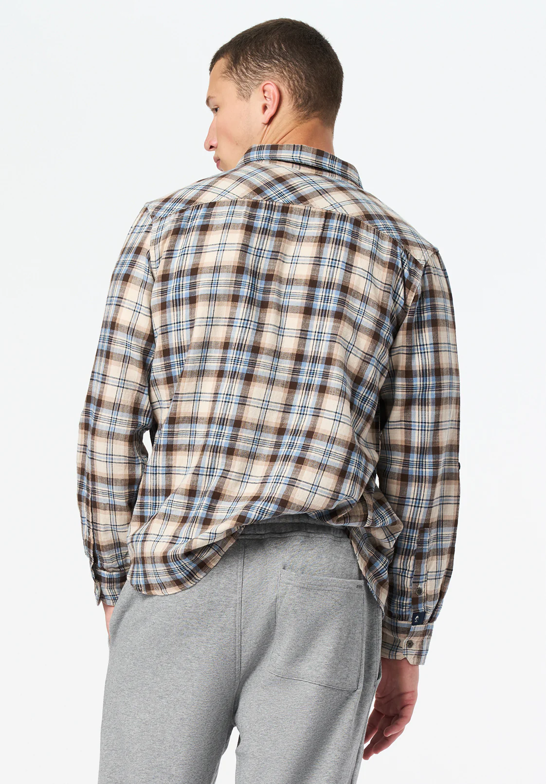 Simbio Men's Long Sleeve Plaid Shirt, Woodsmoke - BM24685 - Image 4