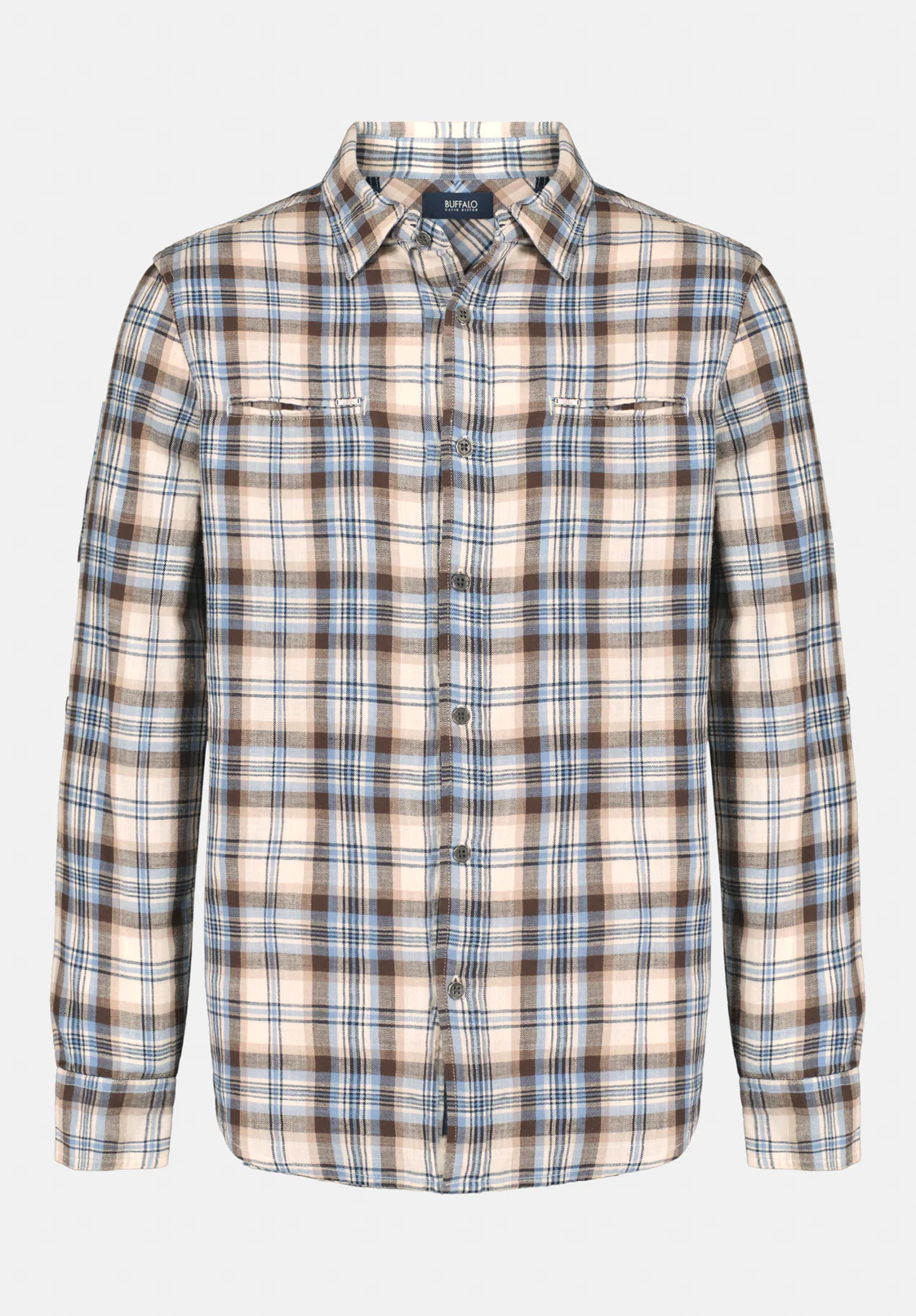 Simbio Men's Long Sleeve Plaid Shirt, Woodsmoke - BM24685 - Image 5