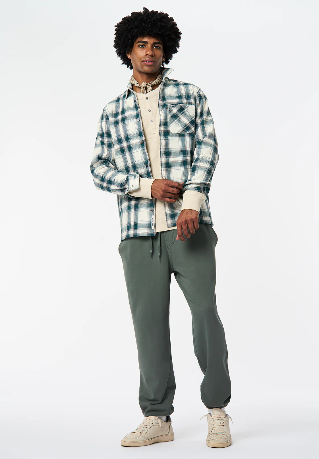 Sinclair Men's Long Sleeve Plaid Shirt, Deep Teal - BM24690