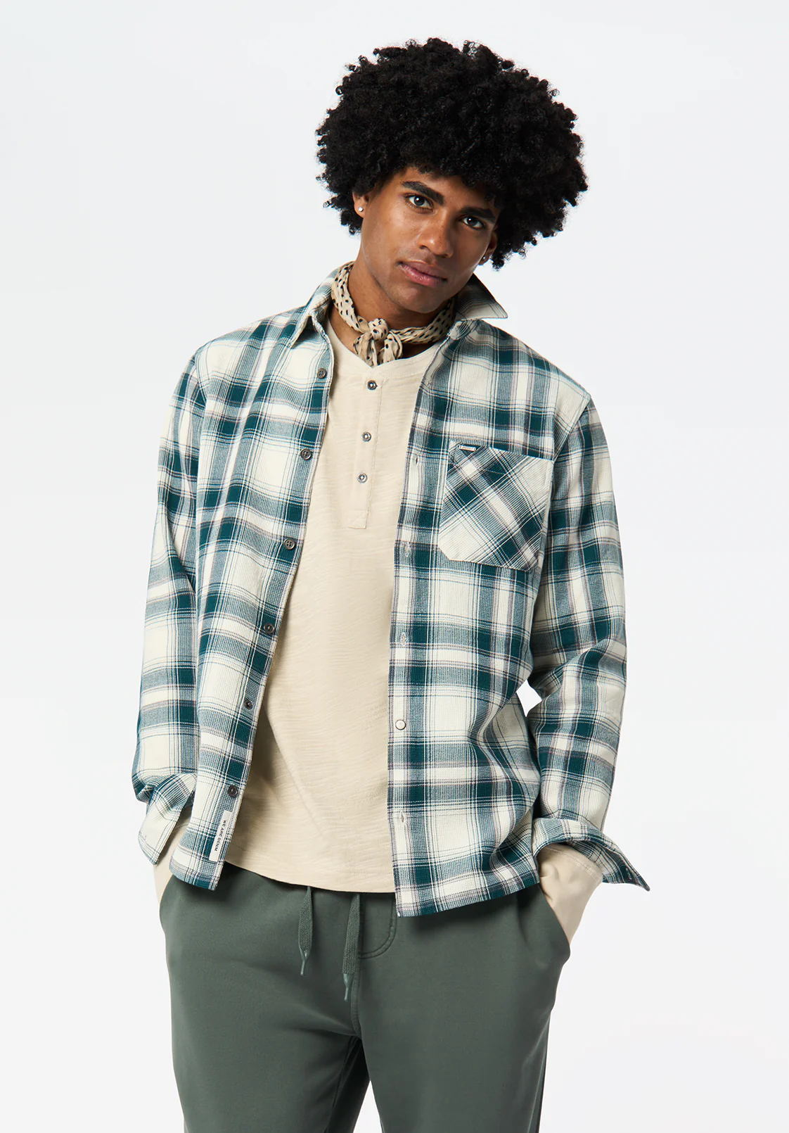 Sinclair Men's Long Sleeve Plaid Shirt, Deep Teal - BM24690 - Image 2