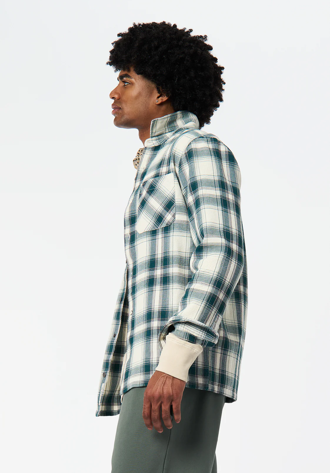 Sinclair Men's Long Sleeve Plaid Shirt, Deep Teal - BM24690 - Image 3