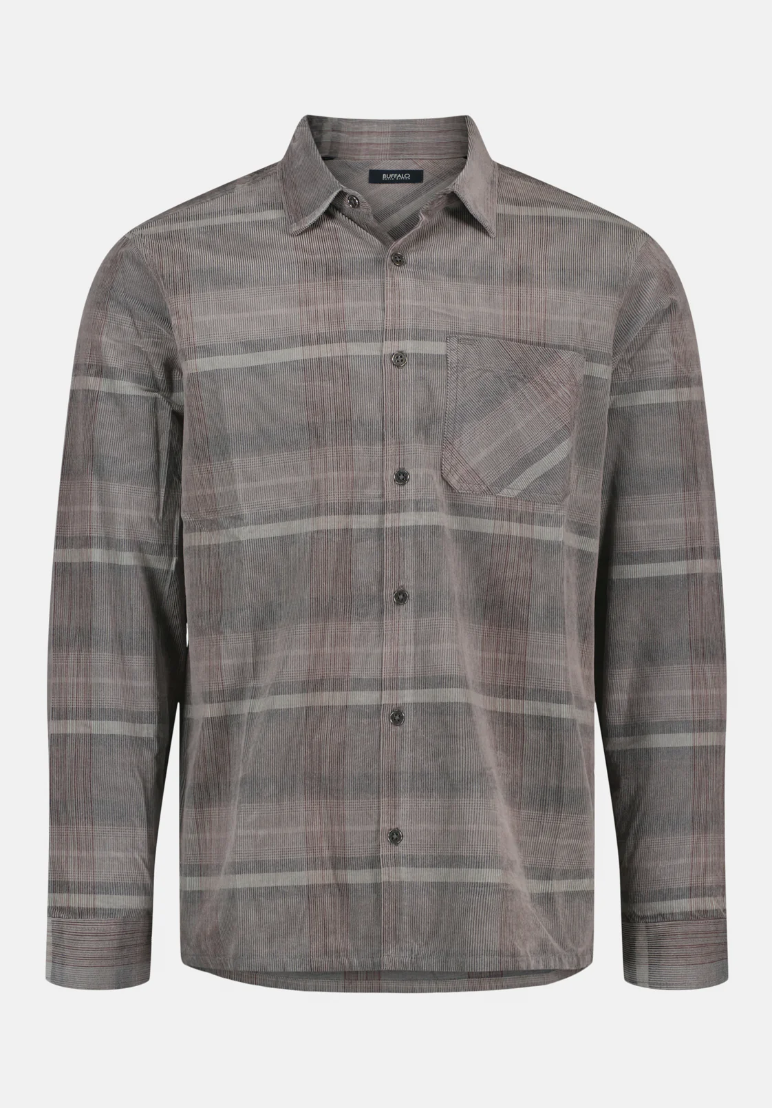 Sinclair Men's Long Sleeve Plaid Corduroy Shirt, Gray Pinstripe - BM24693 - Image 5