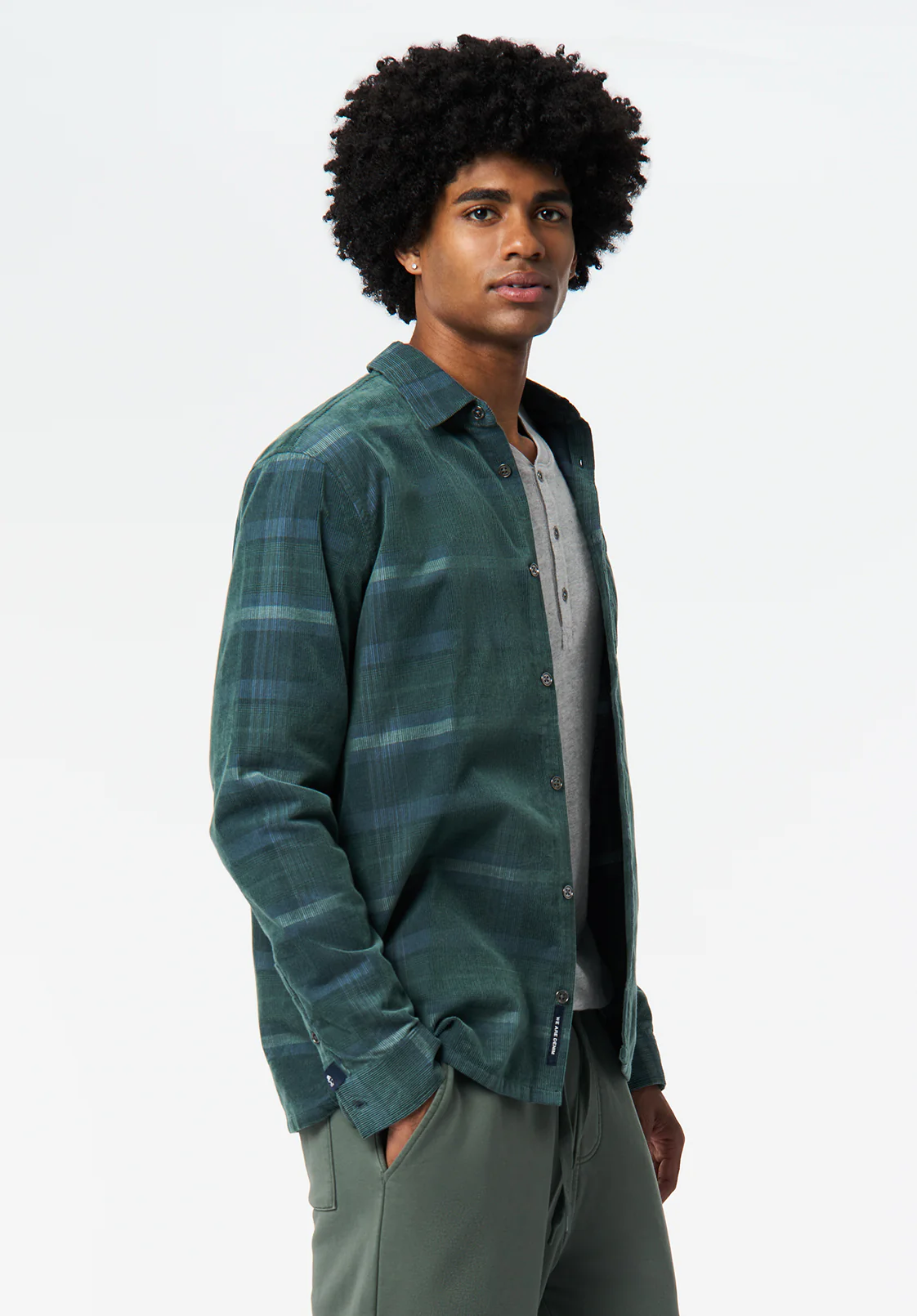 Sinclair Men's Long Sleeve Plaid Corduroy Shirt, Whale - BM24693 - Image 3