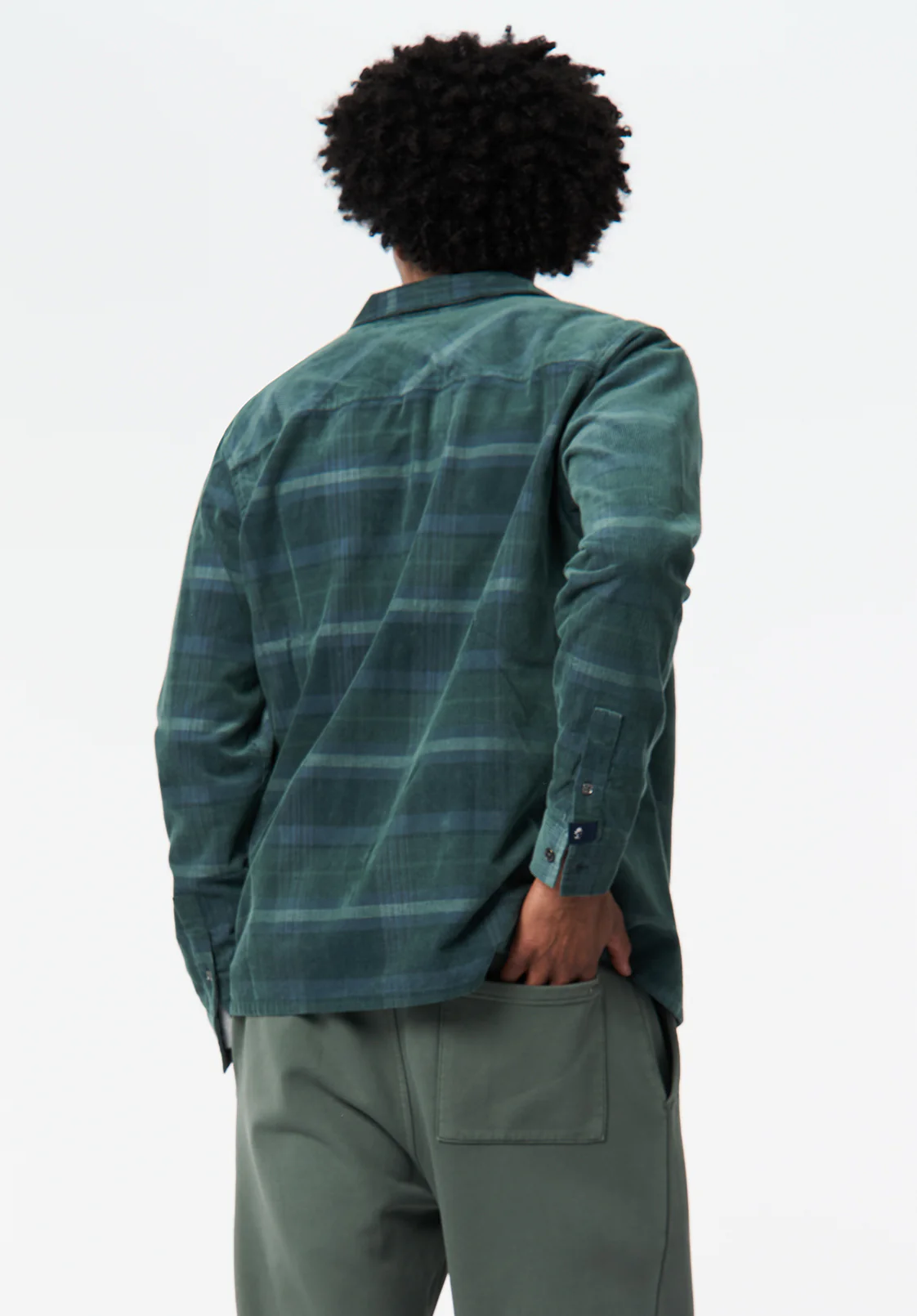 Sinclair Men's Long Sleeve Plaid Corduroy Shirt, Whale - BM24693 - Image 4