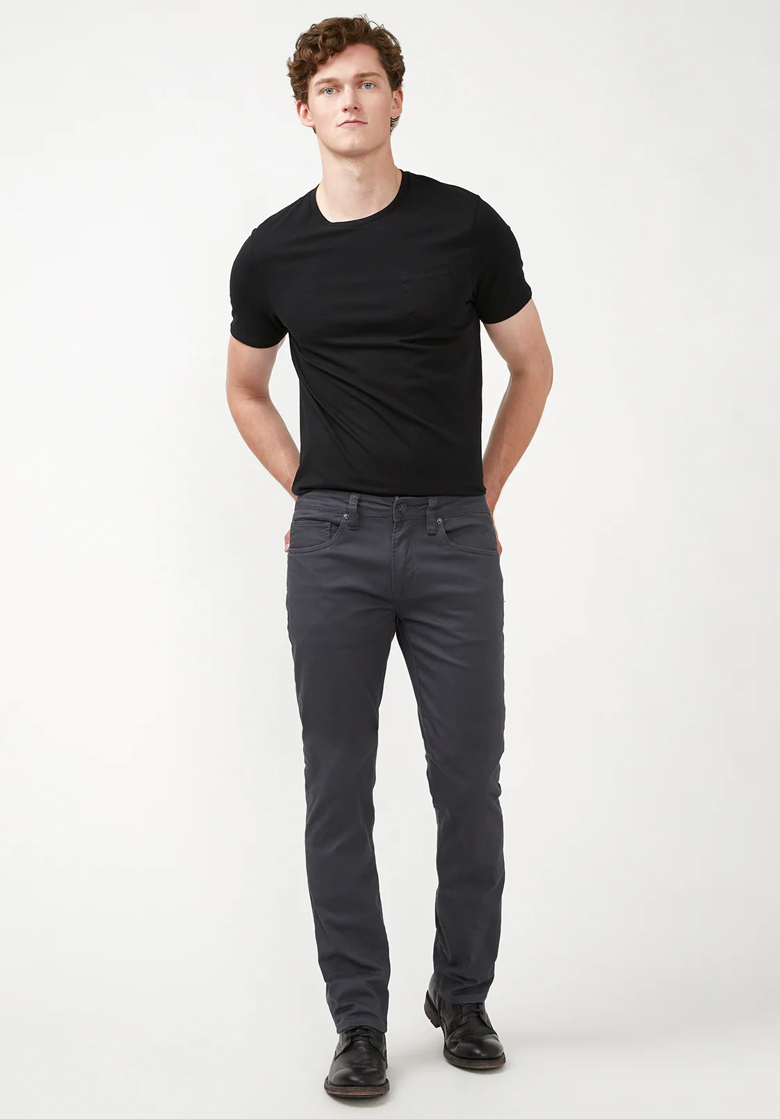 Six Men's Straight Twill Pants, Charcoal - BM16083 - Image 5