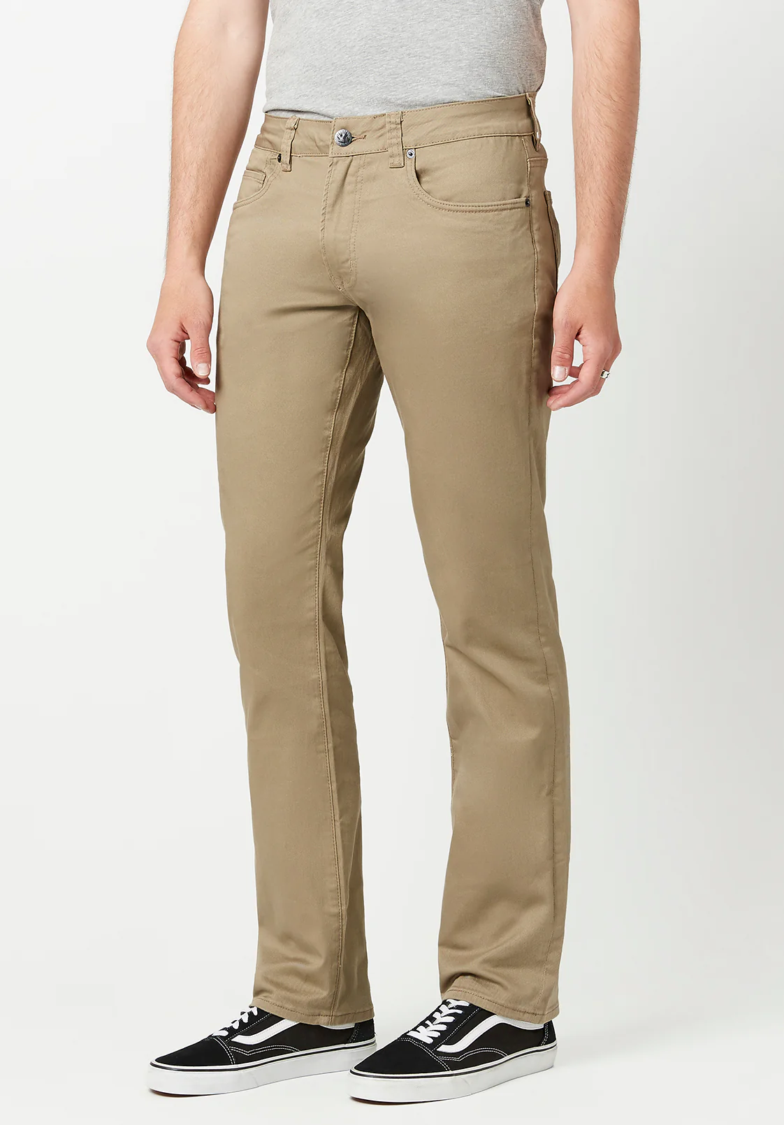 Six Men's Straight Twill Pants, Tan - BM16083 - Image 4