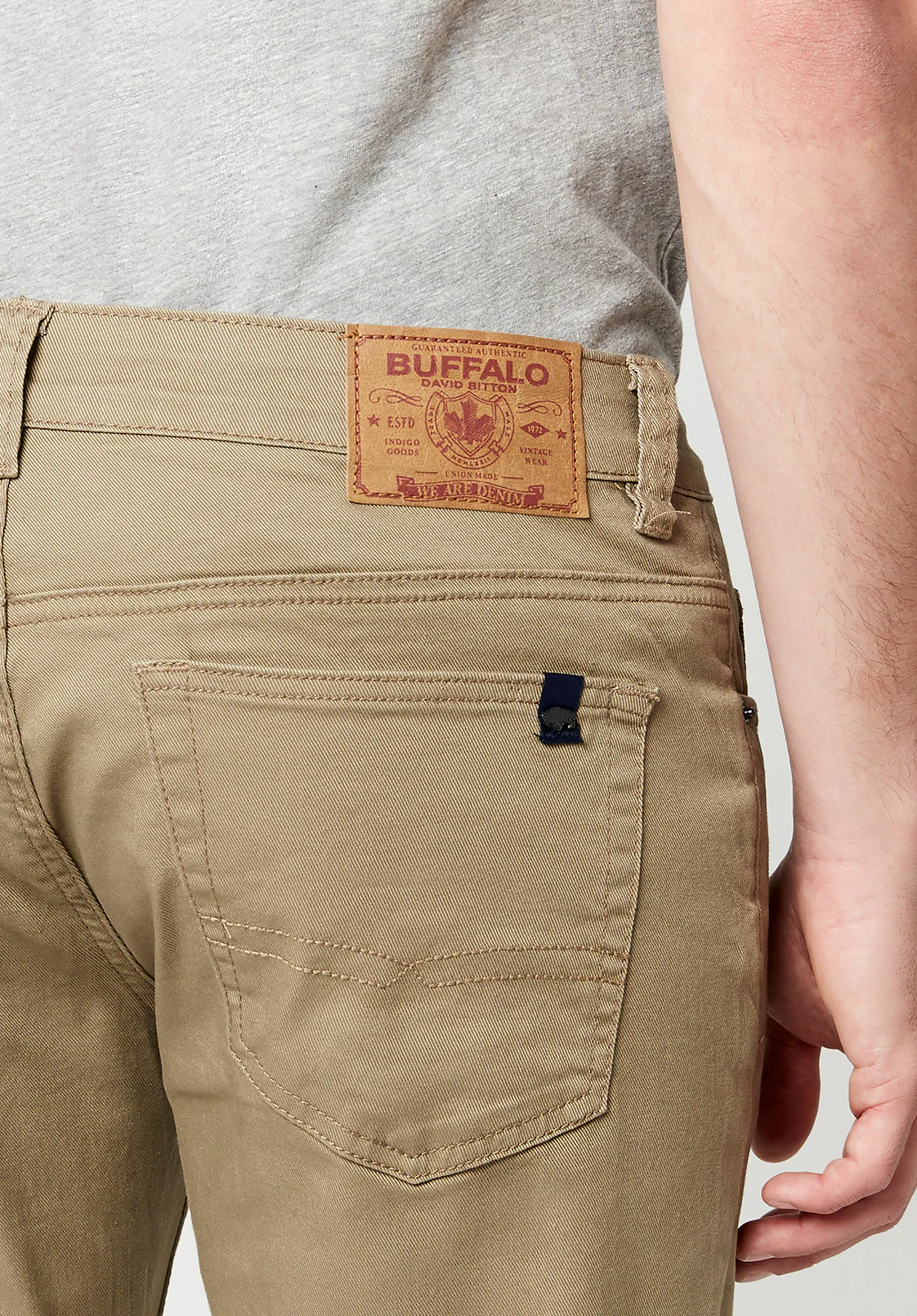 Six Men's Straight Twill Pants, Tan - BM16083 - Image 5